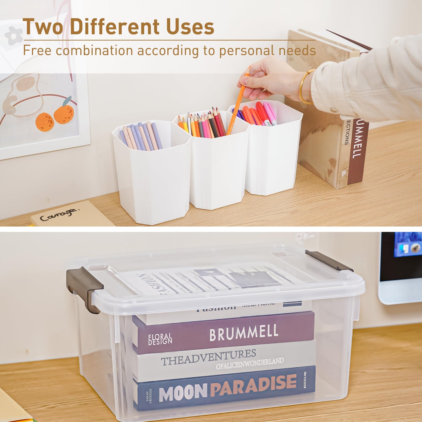 Citylife 17 QT Plastic Storage Bins Clear Storage Box with Lids Multipurpose Stackable Storage Containers for Organizing Tool, Craft, Crayon, 4 Packs