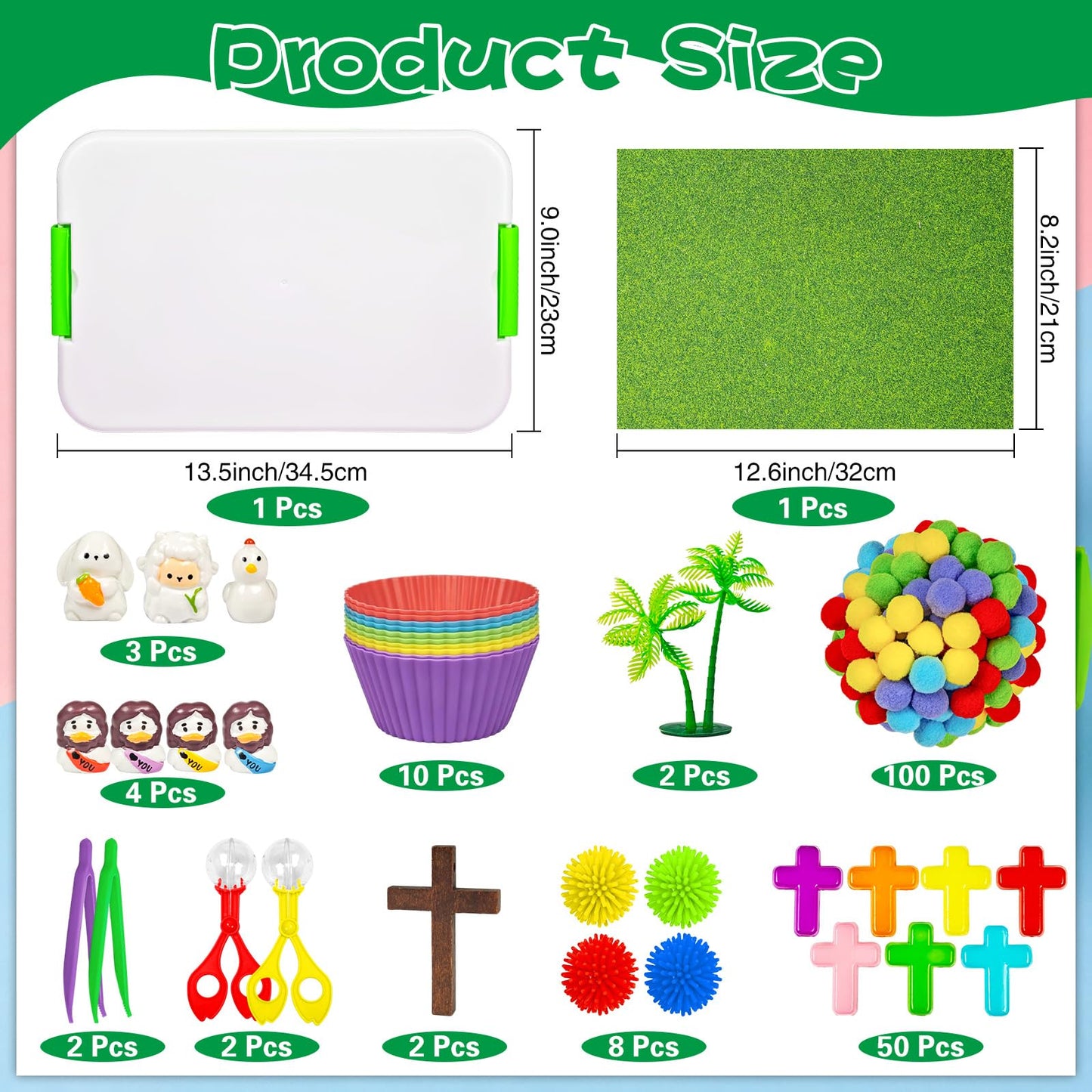 Cinrobiye 209 Pcs Christian Theme Activity Fillers Set with Storage Box, Religious Cross and Faith Inspired Accessories, Bible Activity Materials, Sunday School Supplies, Church Classroom Resources