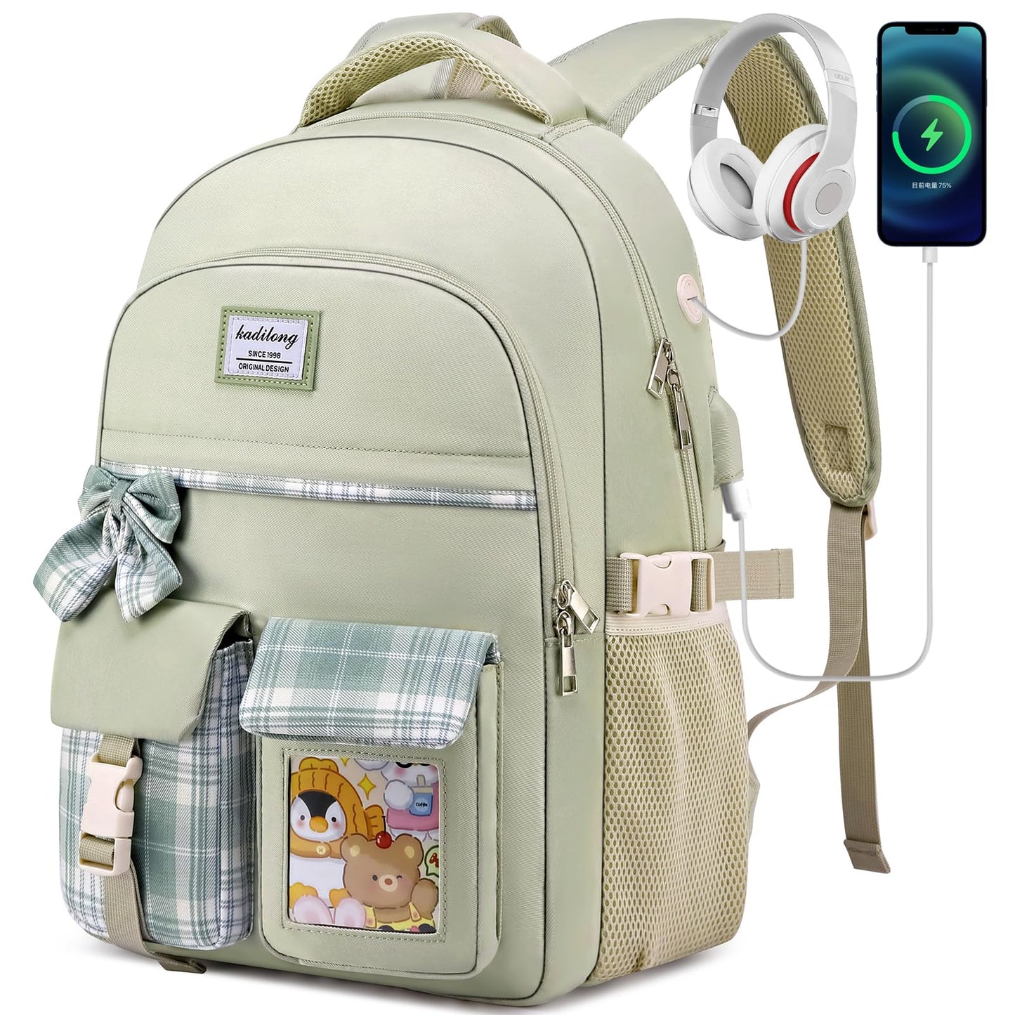 kadilong School Backpack for Girls,Kids Bookbag for Middle High School,Laptop Backpack Women Mochila para Niñas
