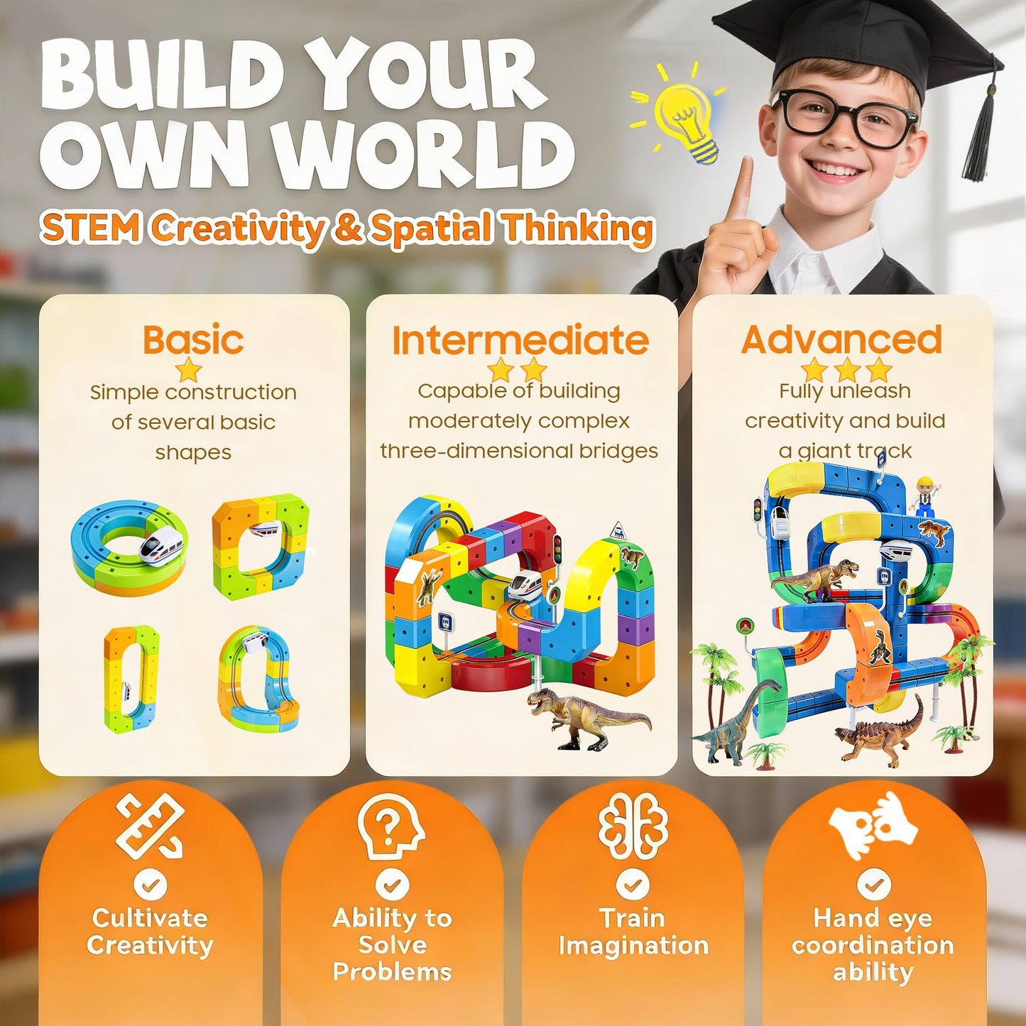 3D Gravity-Defying Electric Train Set – 140 Pcs DIY Flexible Cube Track, Build Any Track You Imagine, Safe & Durable STEM Toy for Kids 3-12, Encourages Creativity & Problem-Solving
