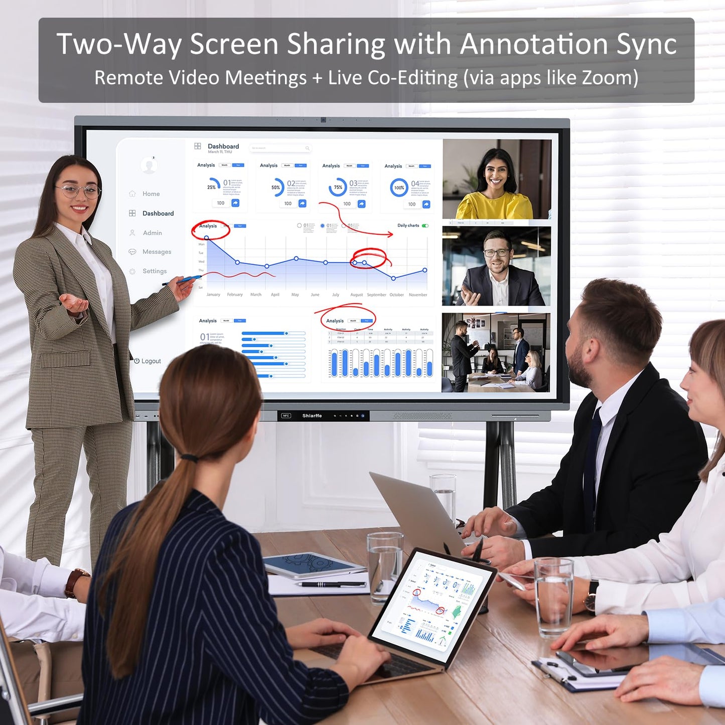 Shiarffe R9 Smart Board 75 Inch 4K Interactive Whiteboard