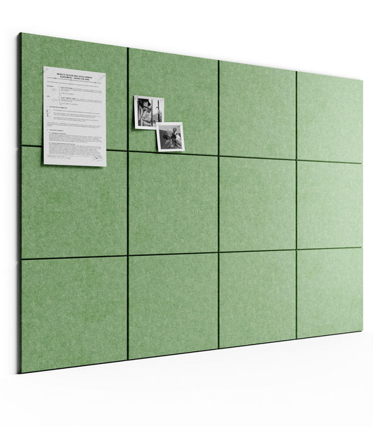 Bumusty Large Cork Board 48" x 36" Alternative - 12 Pack Felt Wall Tiles with 70 Safe Removable Adhesive Tabs, 30 Pushpins, Cork Boards for Walls Pin Board Bulletin Board Office Decor (Moss Green)