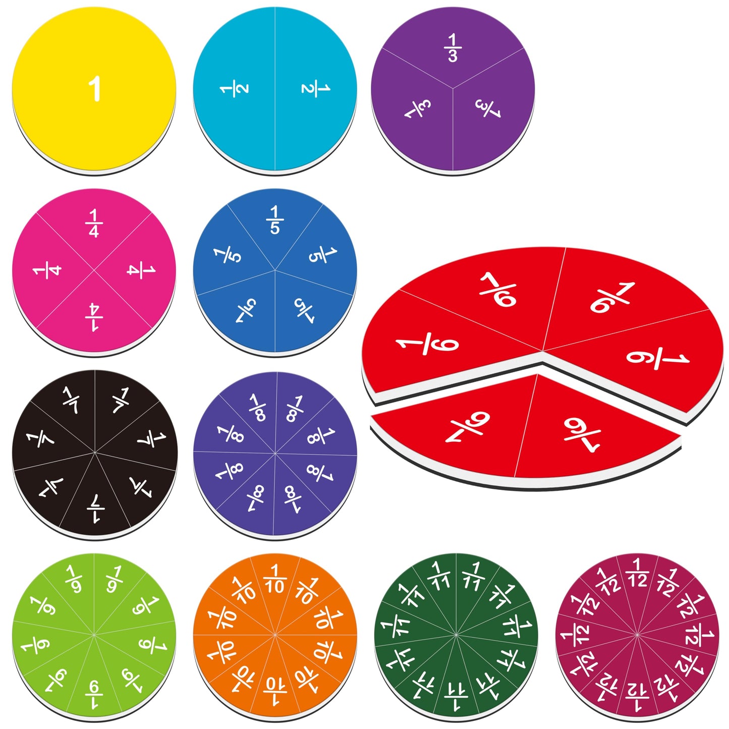 SpriteGru 78 PCS Magnetic Fraction Tiles, Educational Math Learning Manipulatives Set for Preschool Elementary School, Fraction Bar Set Educational Learning Tool Kit for Classroom, School Supplies