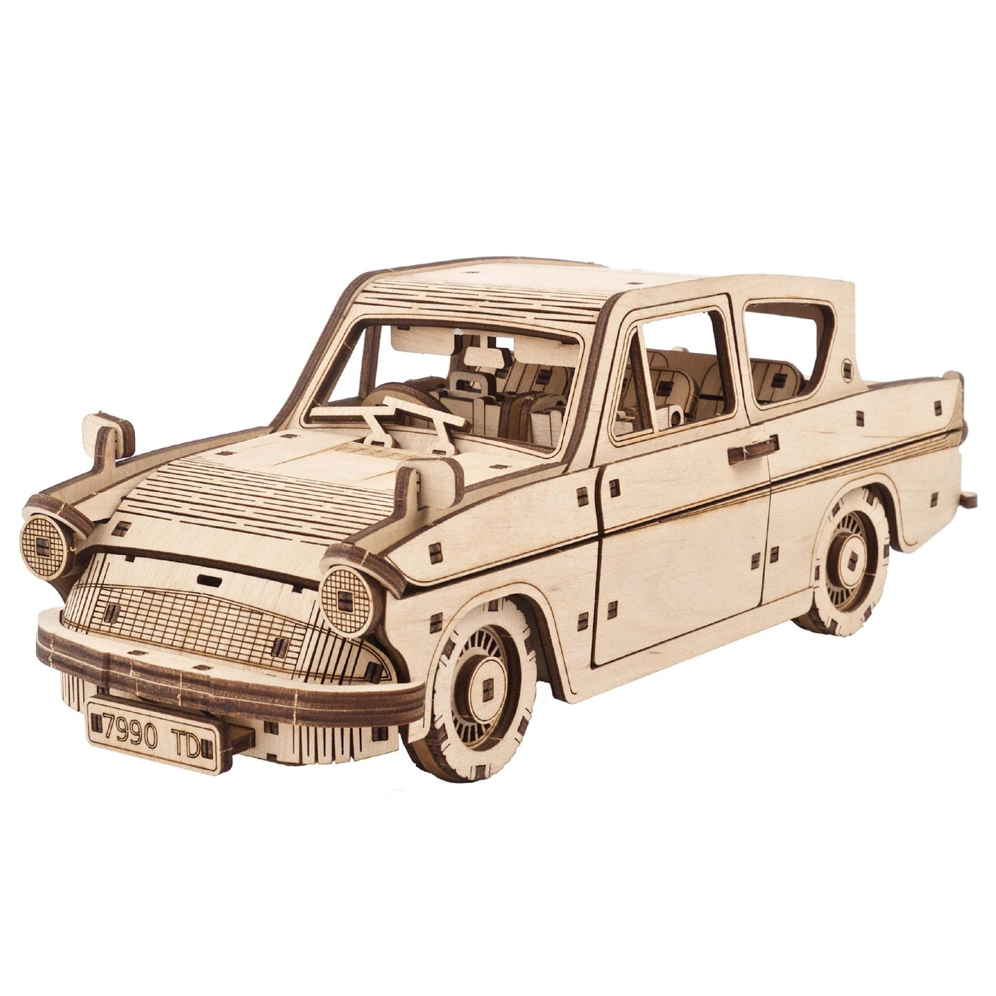 UGEARS Wooden 3D Puzzles for Adults - Flying Ford Anglia Harry Potter Puzzle 3D – Harry Potter Flying Car Building Kits for Adults DIY Model Kit with Spring Drive