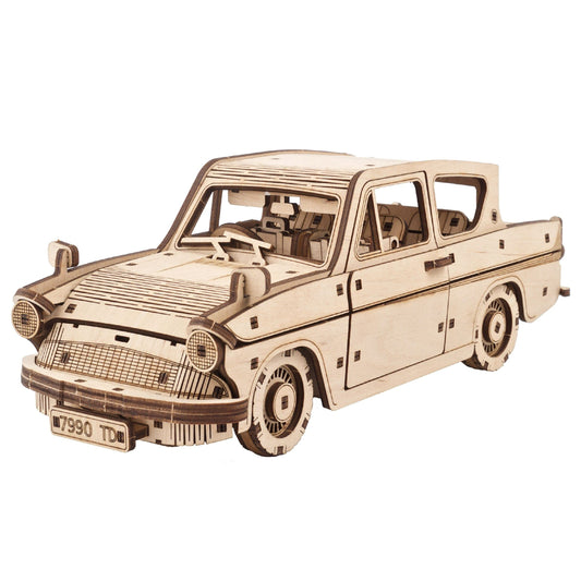 UGEARS Wooden 3D Puzzles for Adults - Flying Ford Anglia Harry Potter Puzzle 3D – Harry Potter Flying Car Building Kits for Adults DIY Model Kit with Spring Drive