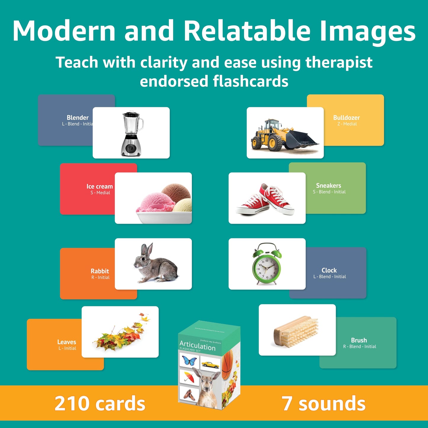 Picture My Picture Articulation Flash Card Set – Speech Therapy Tool for Vocabulary, Communication & Thinking, Scratch-Resistant with Activity Guide, Suitable for Education, ESL & ABA – Set of 210