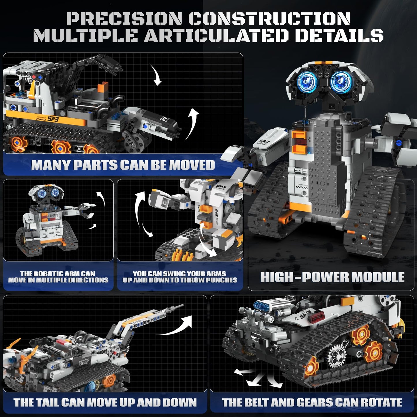 HPROMOT 5-in-1 STEM Robot Building Kit, 688 Pcs Remote & APP Controlled Educational Robot Toys, DIY Science Engineering Building Blocks for Kids Ages 8-16, for Boys & Girls