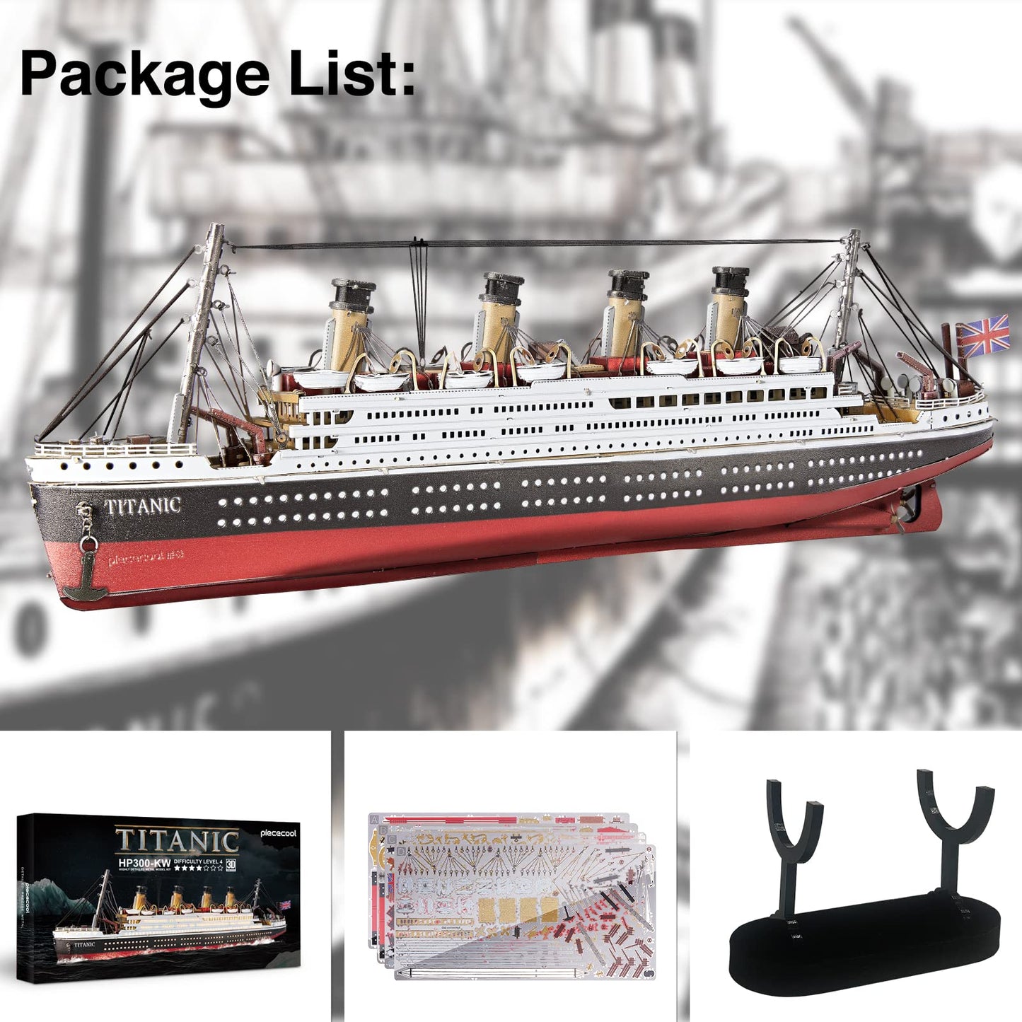 Piececool 3D Puzzles for Adults, Titanic Metal Ship Model Building Kits, Difficult Watercraft Cruise DIY Arts and Crafts Birthday Christams Gifts for Men Women Couples Desk Decor