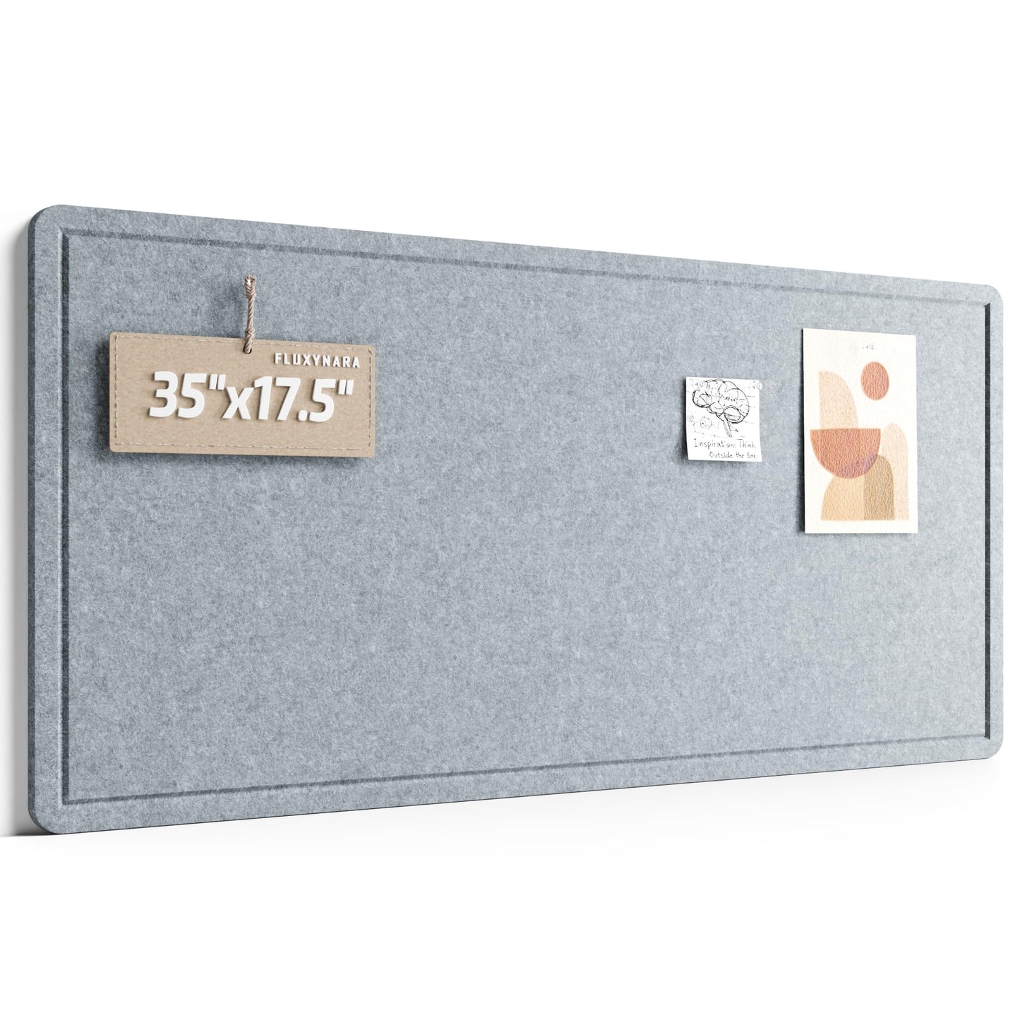 Fluxynara Bulletin Board, 35" x 17.5" Cork Board Alternative with 12 Safe Removable Adhesive Tabs, Foldable Felt Pin Board for Home Office, Classroom, Bedroom,Entryway for Walls—Blue Gray