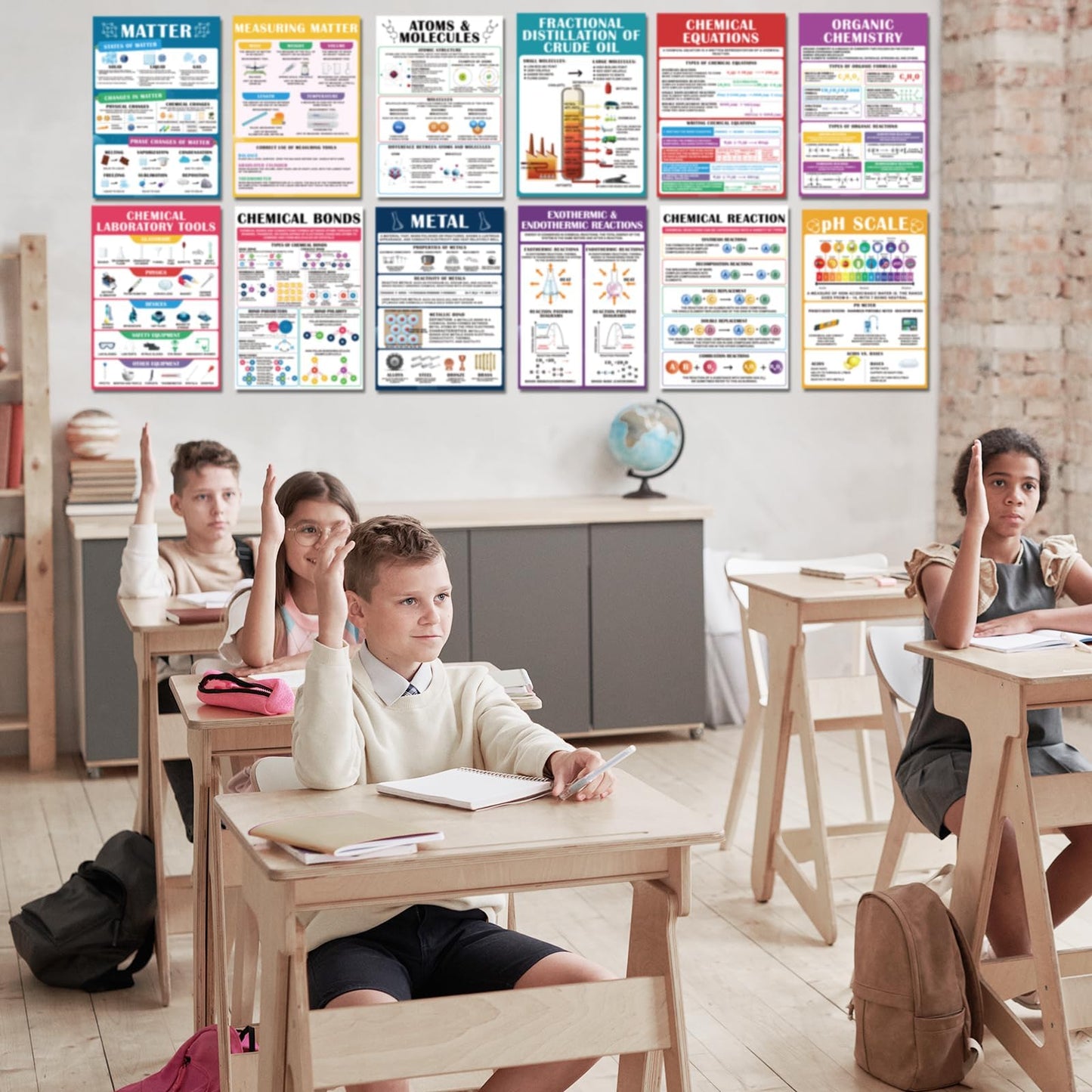 EggSun 16 Pcs Chemistry Science Posters for School Classroom Decorations, 11 x 16in Poster Charts for Teachers Primary Middle High School Supplies Education Classroom Bulletin Board Wall Decor
