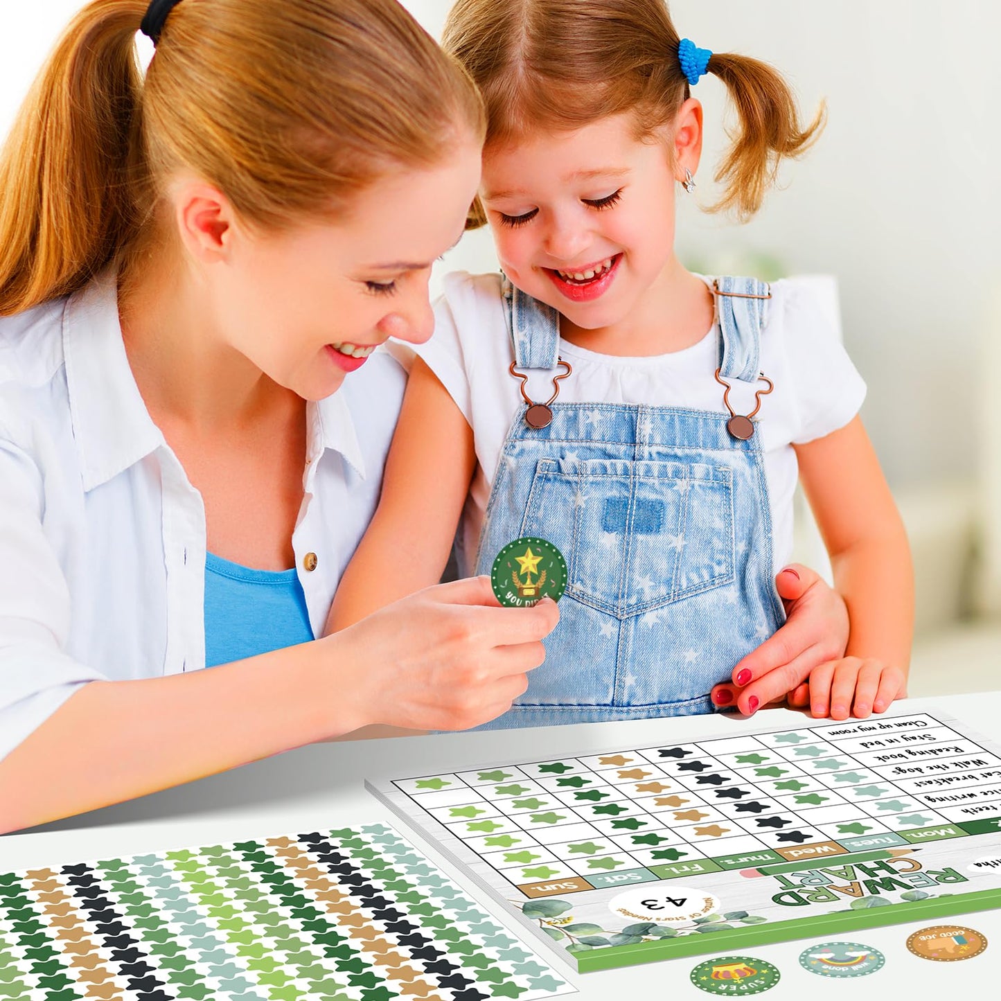 Reward Chart for Kids,Magnetic Behavior Chore Chart for Kids at Home,26 Eucalyptus Chore Charts,1960 Star Stickers,56 Reward Stickers,Incentive Chart to Develop Responsibility and Good Habits,Greenery