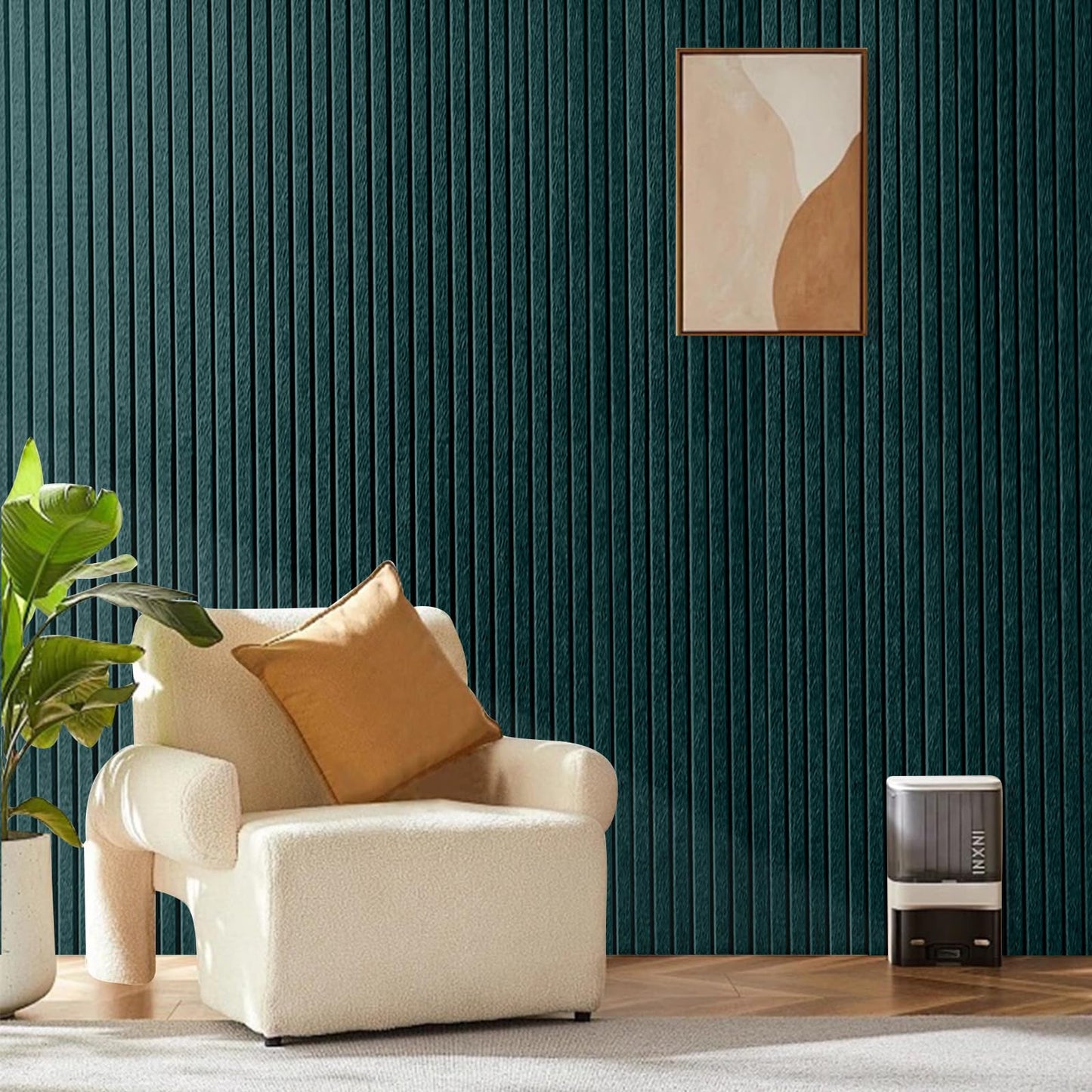 Large Cork Board for Office, 8 Pack Felt Wall Tiles with Slat Wall Paneling and Safe Removable Adhesive Tabs, Felt Bulletin Board Pin Board Cork Boards for Walls - Forest Green