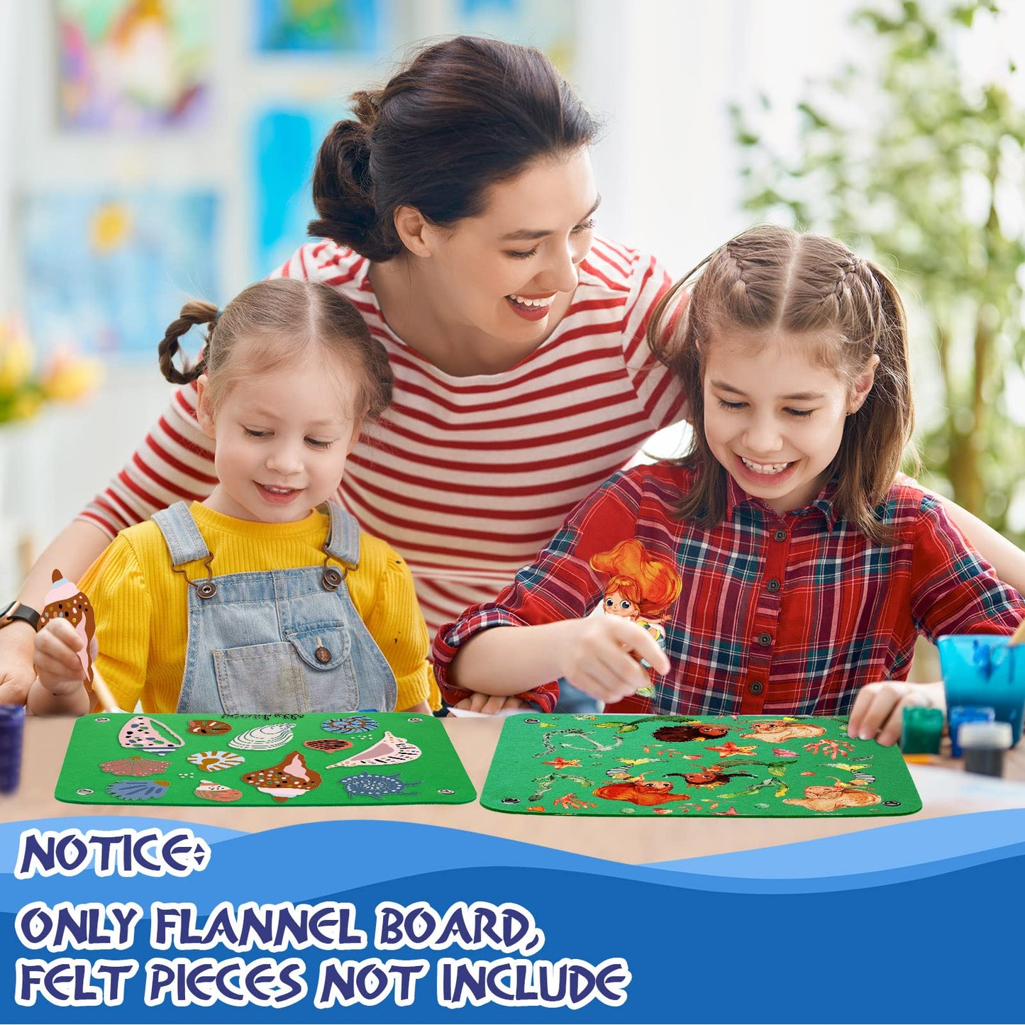 Yunsailing 4 Pieces Felt Board for Toddlers Classroom Flannel Board Stories for Preschool Homeschooling, Kids Felt Story Activity Wall Hanging Children Birthday Gifts, 11.8 x 15.75 Inch (Green)