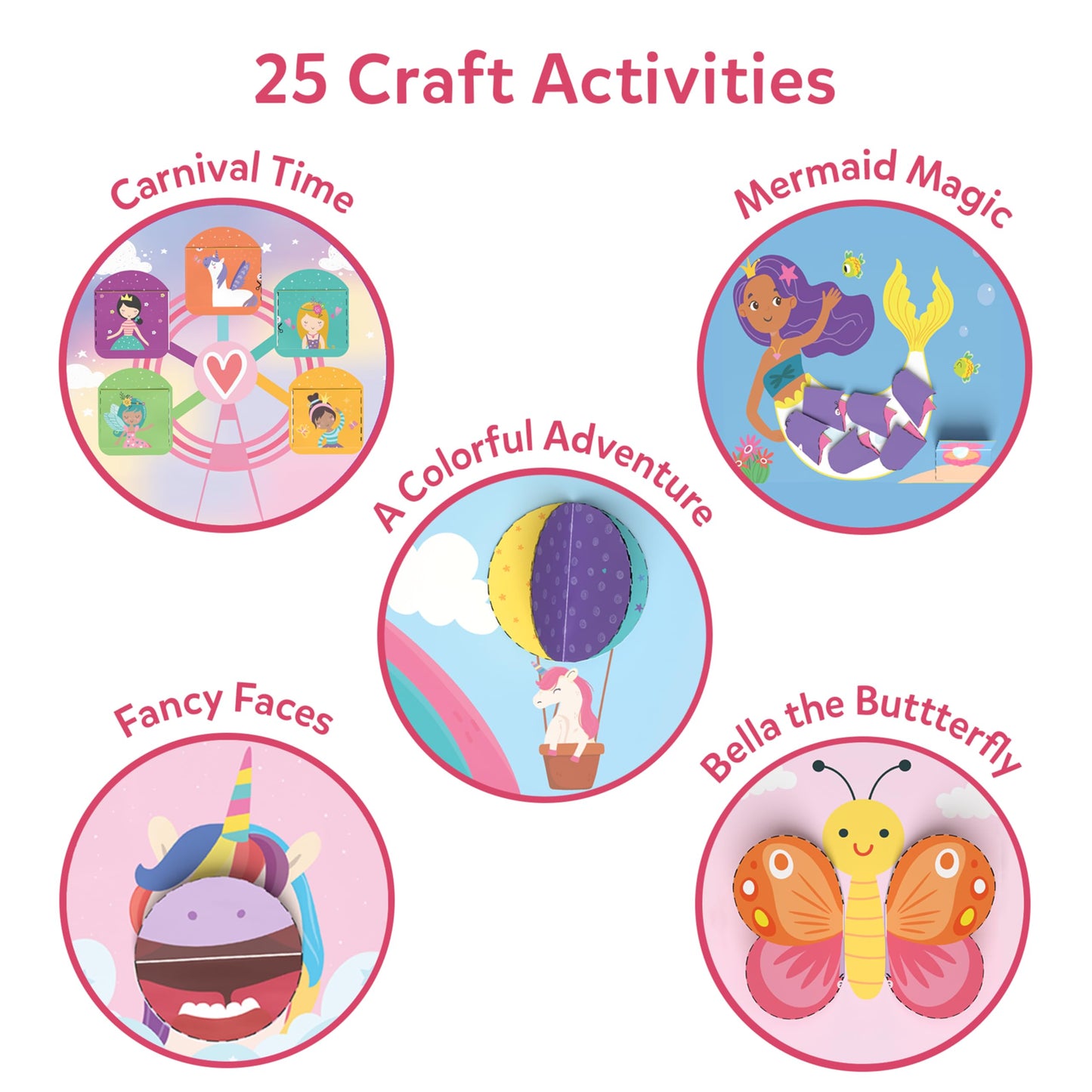 Skillmatics Scissor Skills Activity Book - Snip Snip Unicorns & Princesses, 25 Cutting & Creative Activities for Preschoolers, 2 Child-Safe Scissors, Felt Craft Kit, Screen-Free Fun, Gift for Ages 3-7