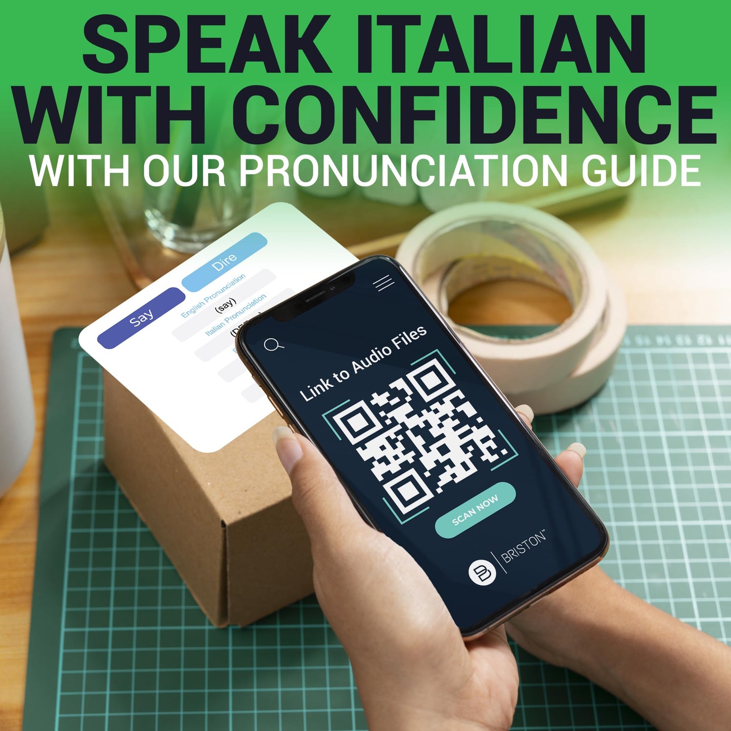Italian Vocabulary Flash Cards – 300 Words with Pictures & Pronunciation – Educational Language Learning Tool for Students & Adults – Briston Italian Edition