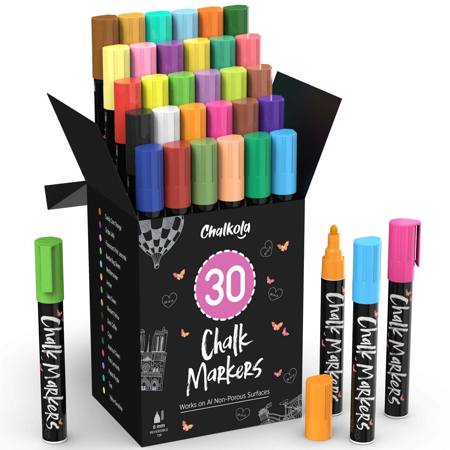 Chalkola 5 Black + 30 Patel, Neon 6mm + 10 Vintage 6mm Chalk Markers Bundle