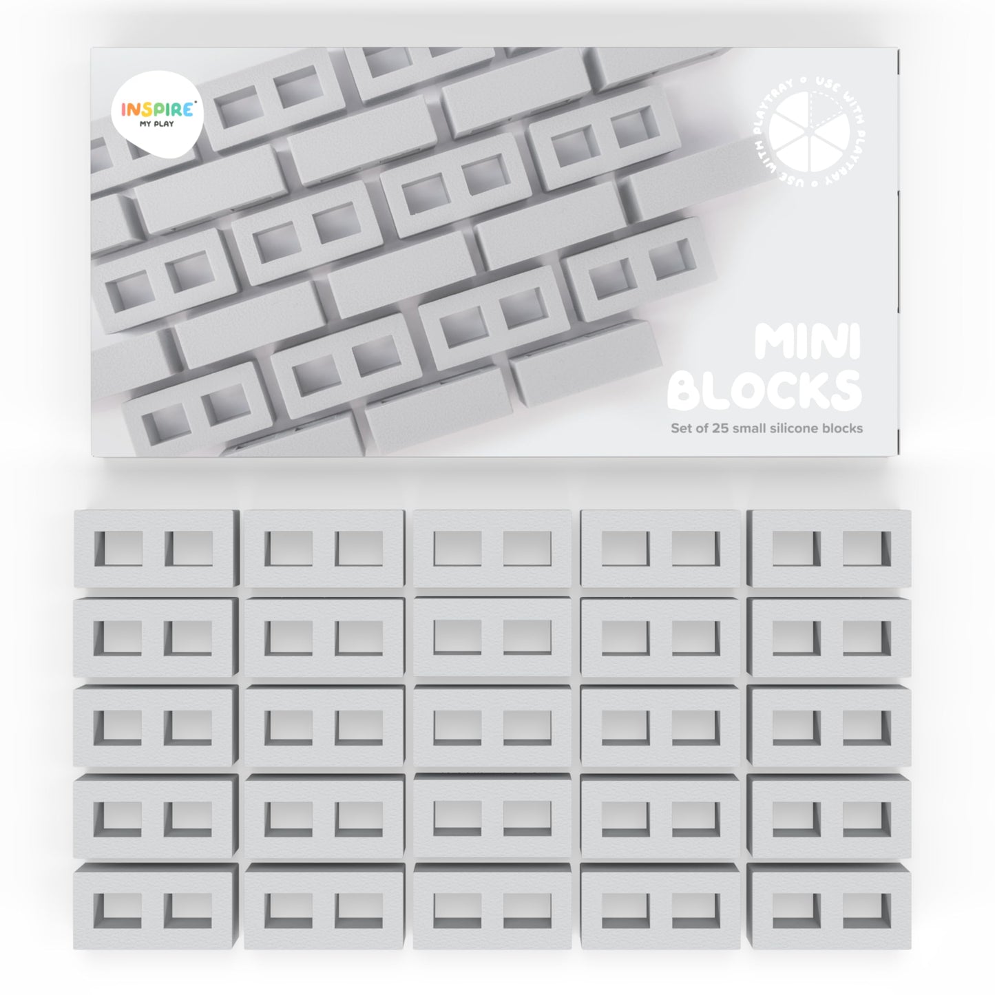Inspire My Play 25 x Mini Silicone Building Blocks for Sensory and Messy Play - Construction Bin Filler - Creativity for Kids