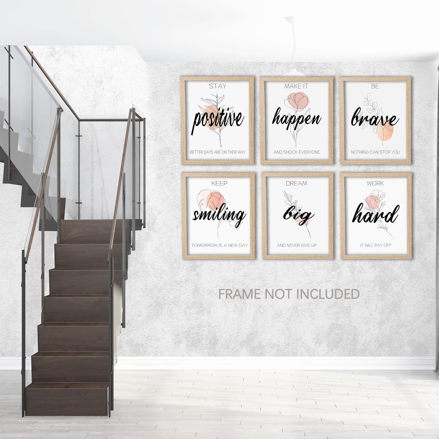 KDMAZH Inspirational Wall Art for Bedroom, Motivational Office Wall Art Decor, for Bedroom,Living Room,Office,Set of 6PCS, 8×10Inch，Unframed