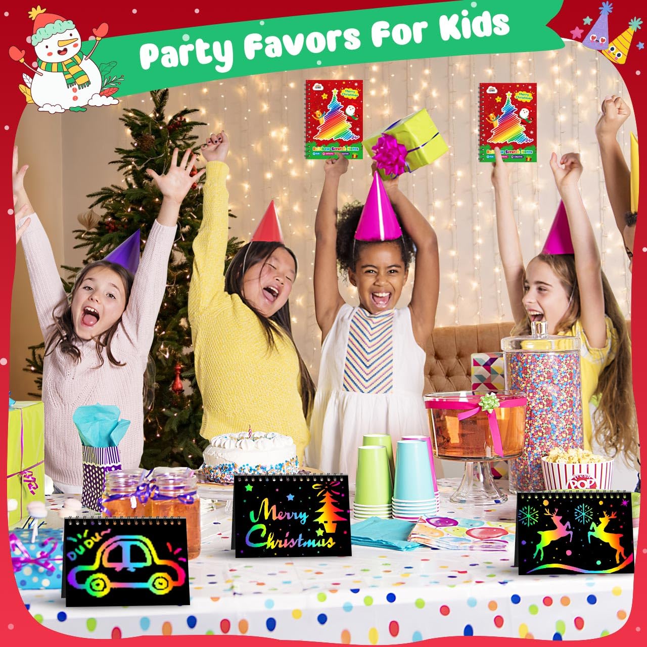 ZMLM Rainbow Scratch Party Favors Kids: Classroom Birthday Gifts Toy Bulk Scratch Art Notebook 24 Pack Goodie Bags Stuffers Girls Boys Classroom Prizes Student School Stocking Stuffers (Christmas)