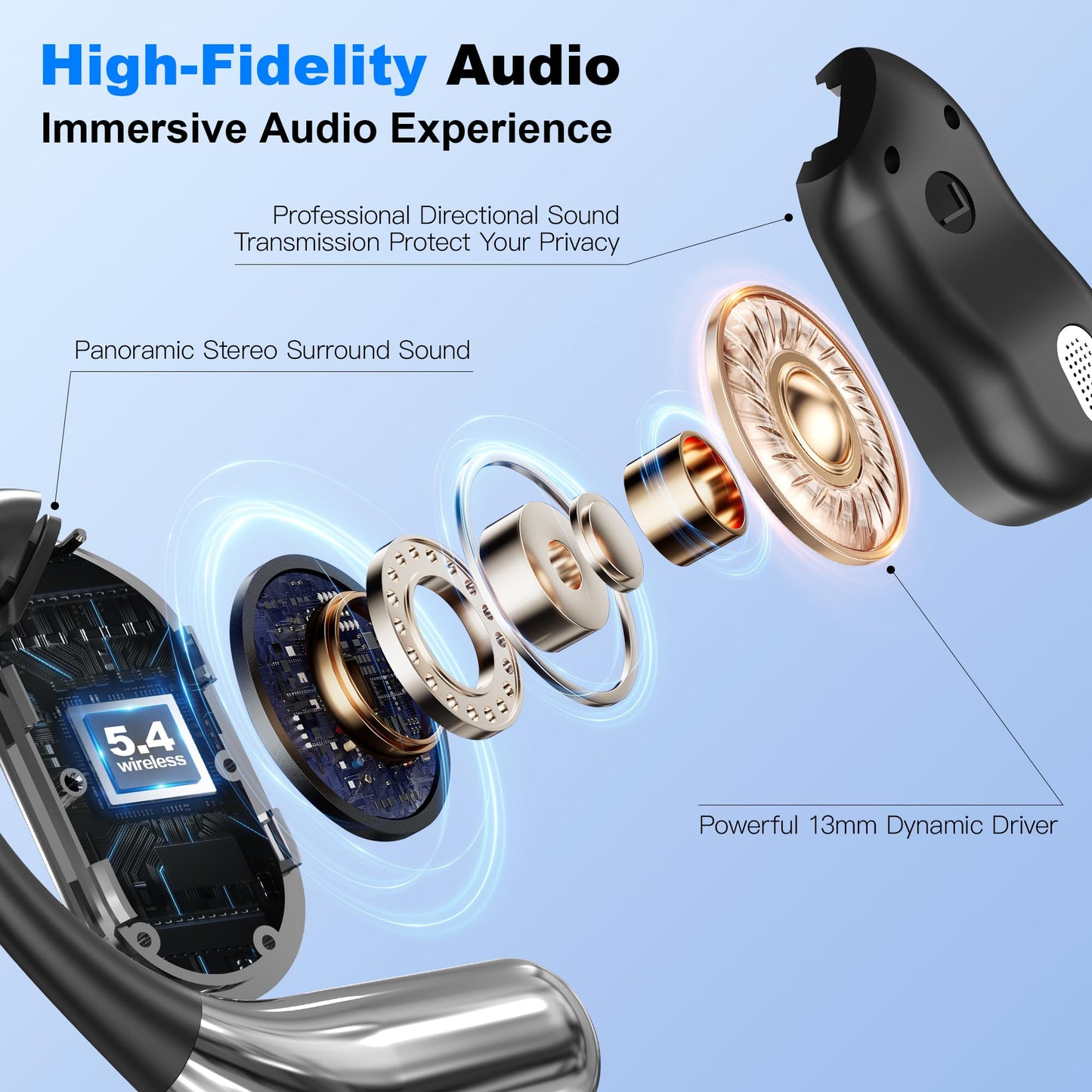 Real-Time AI Translation Earbuds, Open-Ear Audifonos Traductores Inglés Español Two-Way Translator Headphones, Bluetooth Wireless Earhooks for Business, Travel, Learning, Meetings (Light Beige)