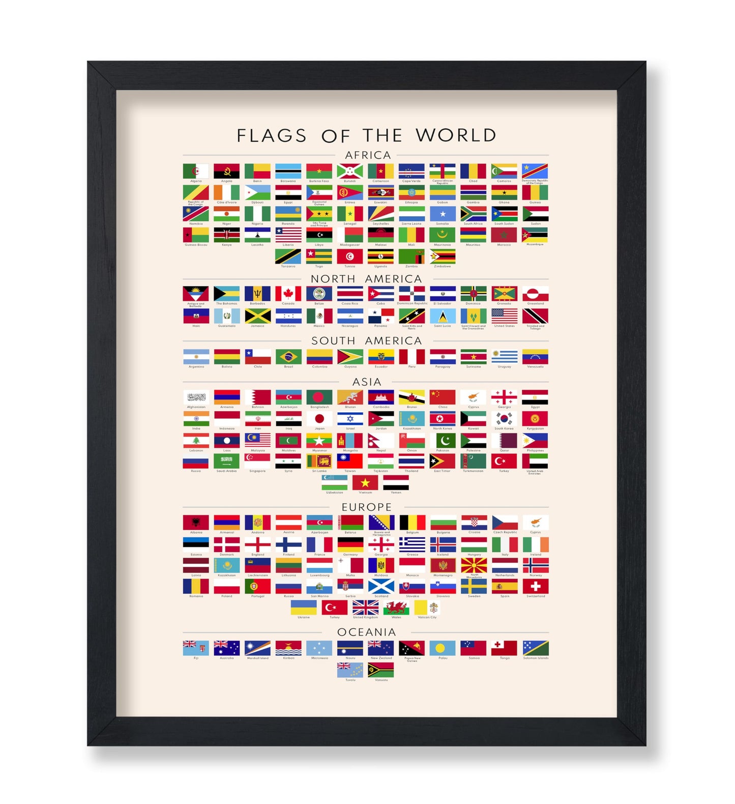 Poster Master Flags of the World Poster - Educational Print - Learning Materials Art - Flag Art - Gift for Kids, Students & Teacher - Decor for Playroom, Classroom or Library - 8x10 UNFRAMED Wall Art