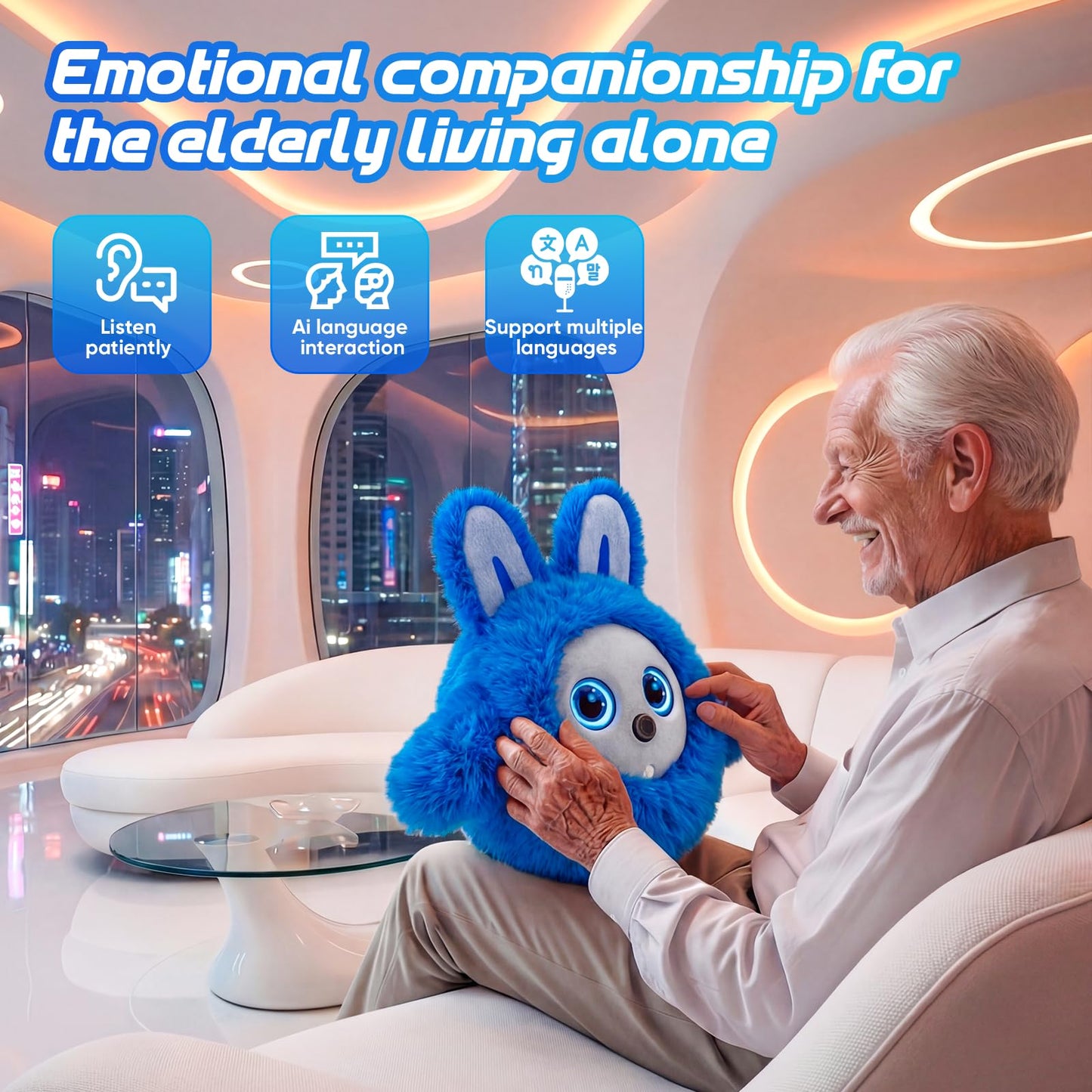 CVCBSER Smart Ai Companion Robot Cute Pet, Desk Robot Voice Chat gpt Emotional Interaction, Richness Expressiveness Ai Pet Robot for Adults Chat (Grey Face)