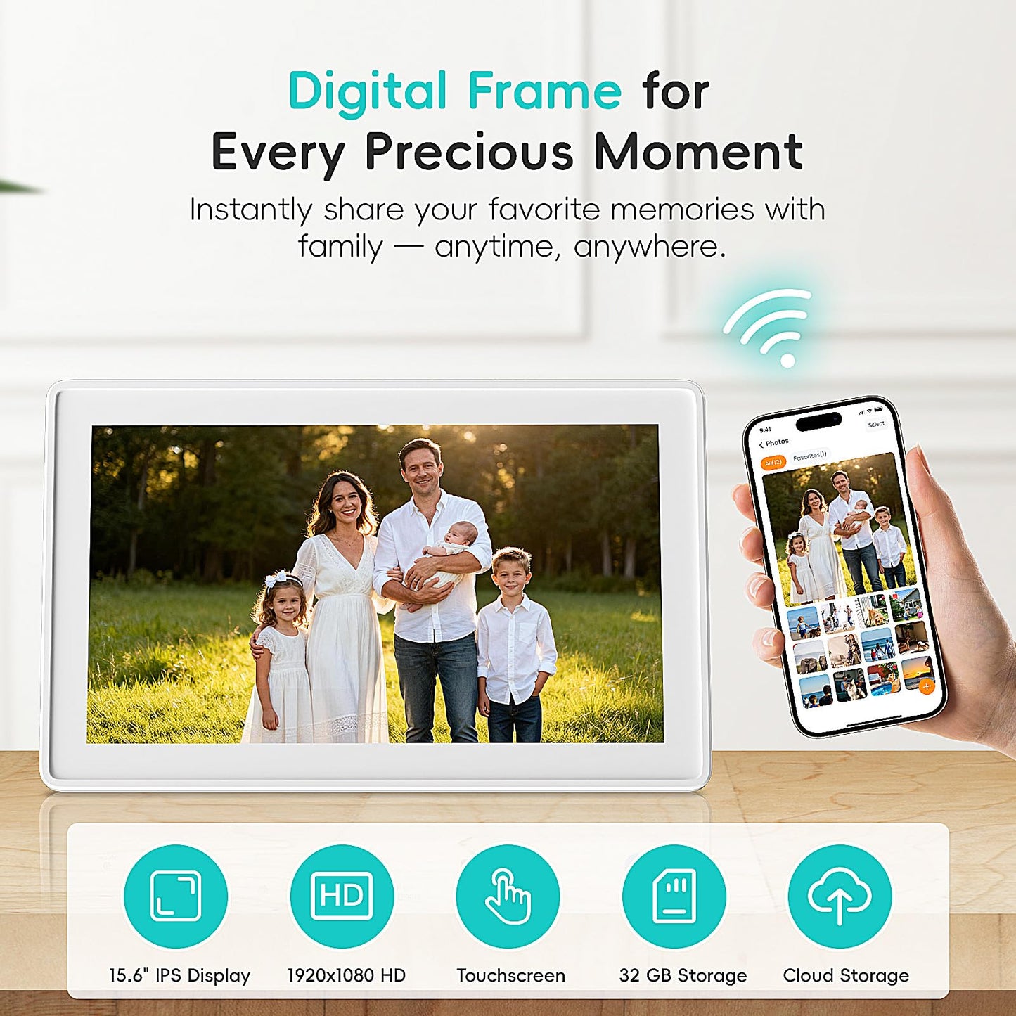 Digital Calendar, 15.6 Inch Electronic Calendar Smart Touchscreen Interactive Wall Planner for Family Schedules, Great for Organizing Routines, Wall & Desk Mountable, Gifts for Mom