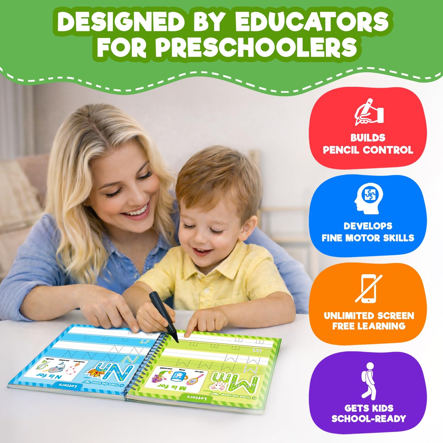 Doctor Jupiter Preschool Tracing Books for Toddlers, 3+ Year Old Kids — Learning Activity Books, Educational Toys, 100+ Wipe Clean Preschool & Kindergarten Activities