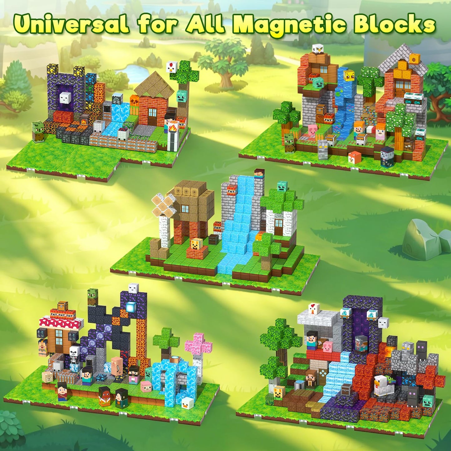 Annexfun Magnetic Blocks Base Plate,8PCS Magnetic Cubes Base-Plate for Magnetic Building Blocks Placing(4" x 4")，STEM Toys for Kids 3-10 Years Old,Perfect for Home Classroom Birthday Gifts