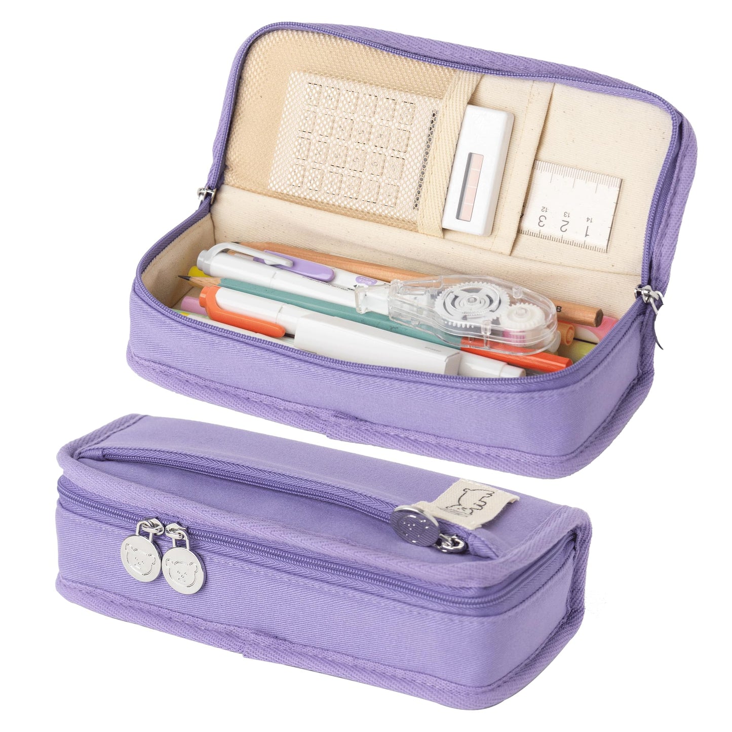 brunch brother Daily Purple Pencil Case, Large Capacity Pencil Pouch with Ample Storage, Simple Design for Students and Professionals