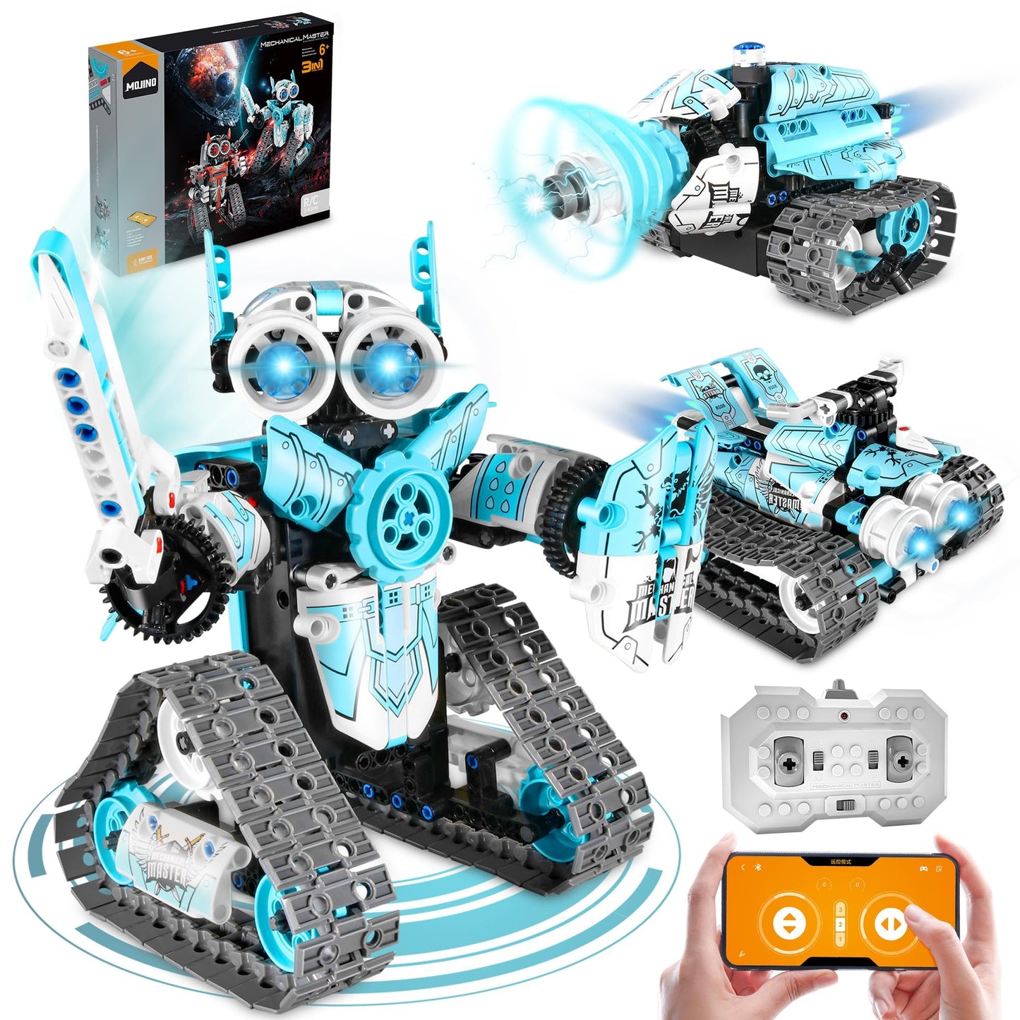 MOJINO STEM Robot Building Kit for Boys 6-12, APP & Remote Control RC Toy for Kids Science LearningDIY Educational Gift Set for Age 6 7 8 9 10 11 12+ Boys & Girls