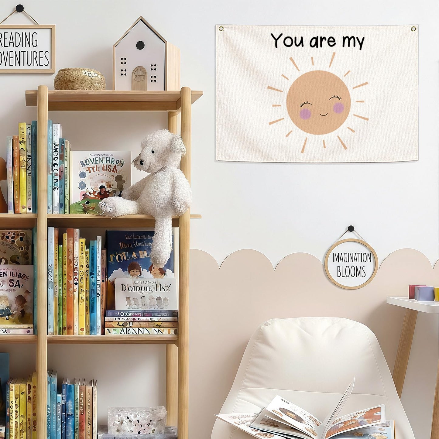Nursery Canvas Banner Wall Decor-Hanging Rectangular Flag Sign Art for Kids Girl Boy Teen,Bedroom Playroom Babyroom Decoration,You are My Sunshine Gift,Christmas Baby Shower Gift 28.5"L x 20"W