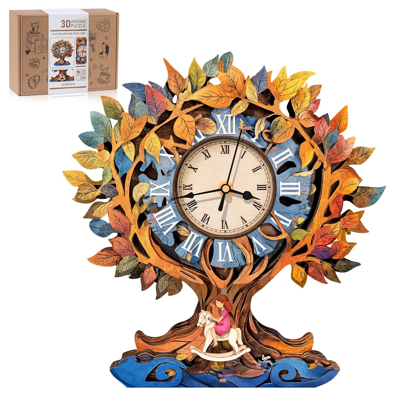 Rnfinewow 3D Puzzles for Adults, Tree of Life Clock Wooden Puzzles Room Home Decor, DIY Wall Pendulum Clock for Craft Enthusiast Hobbies Birthday Christmas Day Gifts
