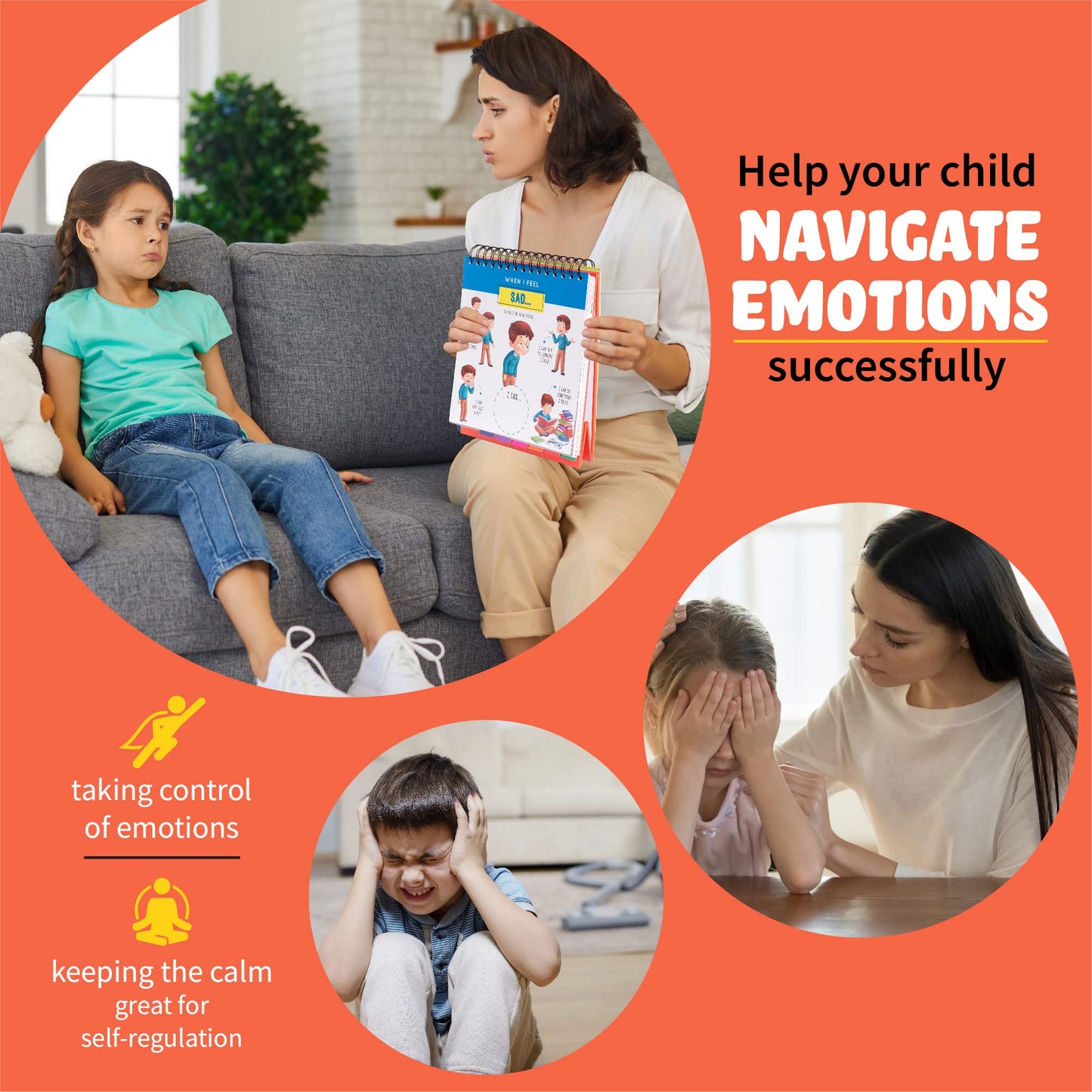 Emotion and Feeling Busy Book for Kids, Calming Corner, ABA Therapy Materials, Emotion Charts, Autism Homeschooling ADHD Tool, Social Emotional Learning