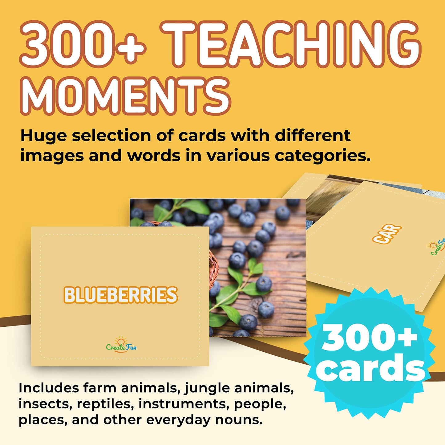 300 Noun Vocabulary Builder Flash Cards, Photo Cards with Learning Games and Teaching Materials for Speech Therapy, ESL, Preschool, Homeschool, Toddlers, Adults, Autism, Dementia, ABA, and Aphasia