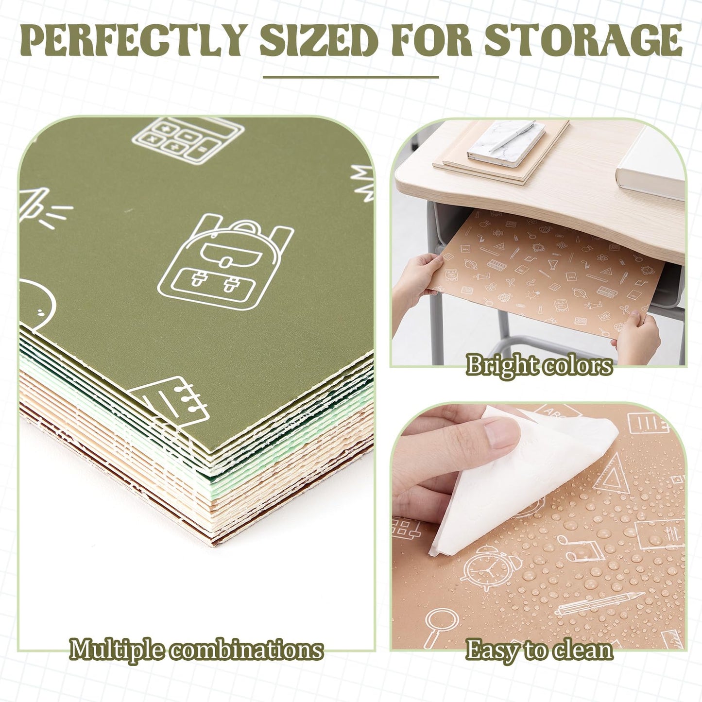 SATINIOR 24 Pcs Privacy Folders for Students, Desk Dividers for Classroom Testing, Trifold Cardboard Privacy Boards, Study Carrels Panel School Teacher Supplies(Stationery Style,Matcha Color)