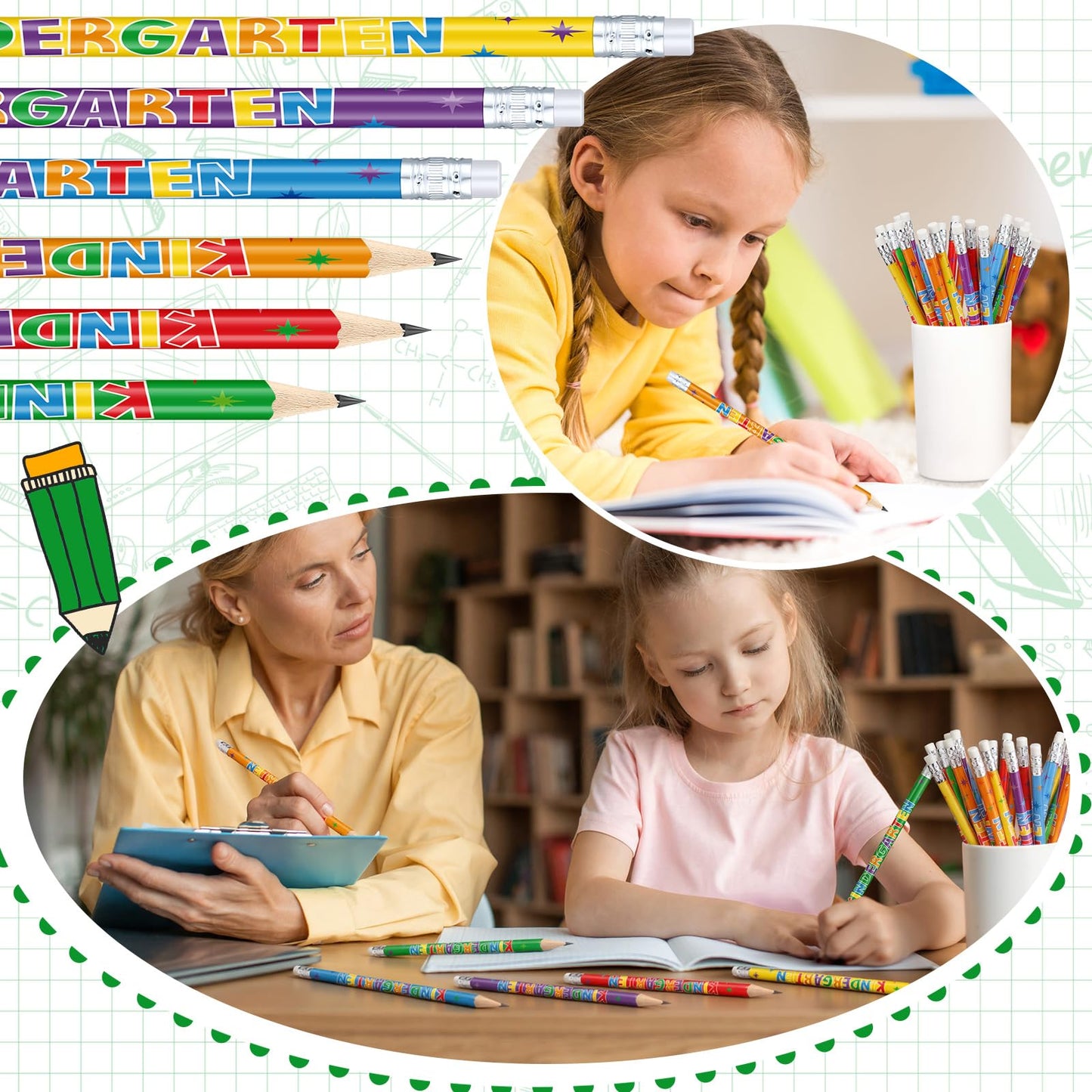 AmazingSpark 48 Pack Kindergarten Pencils for Kids Cute Pencils and Erasers for Back to School Supplies List for I'm Going to Kindergarten Spring Semester Year 2027 First Day of Classroom Reward Gift