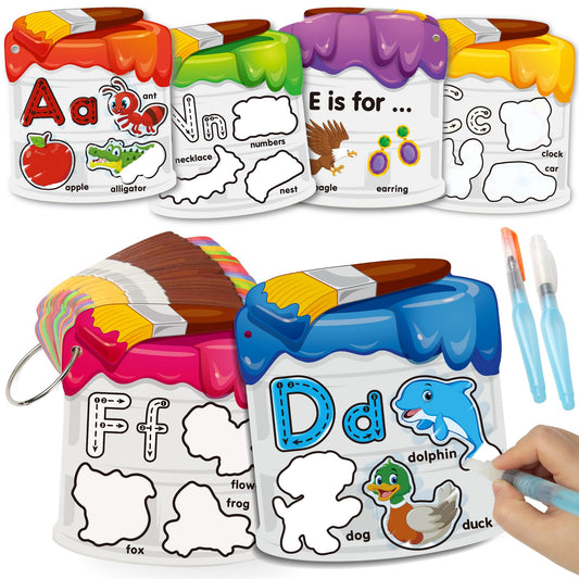Coogam Water Painting Cards with Learning Alphabet, Reusable Aqua Painting Doddle Vocabulary Flash Cards, ABC Words Learning Educational Montessori Toy Gift for 3 4 5 Year Old Kids