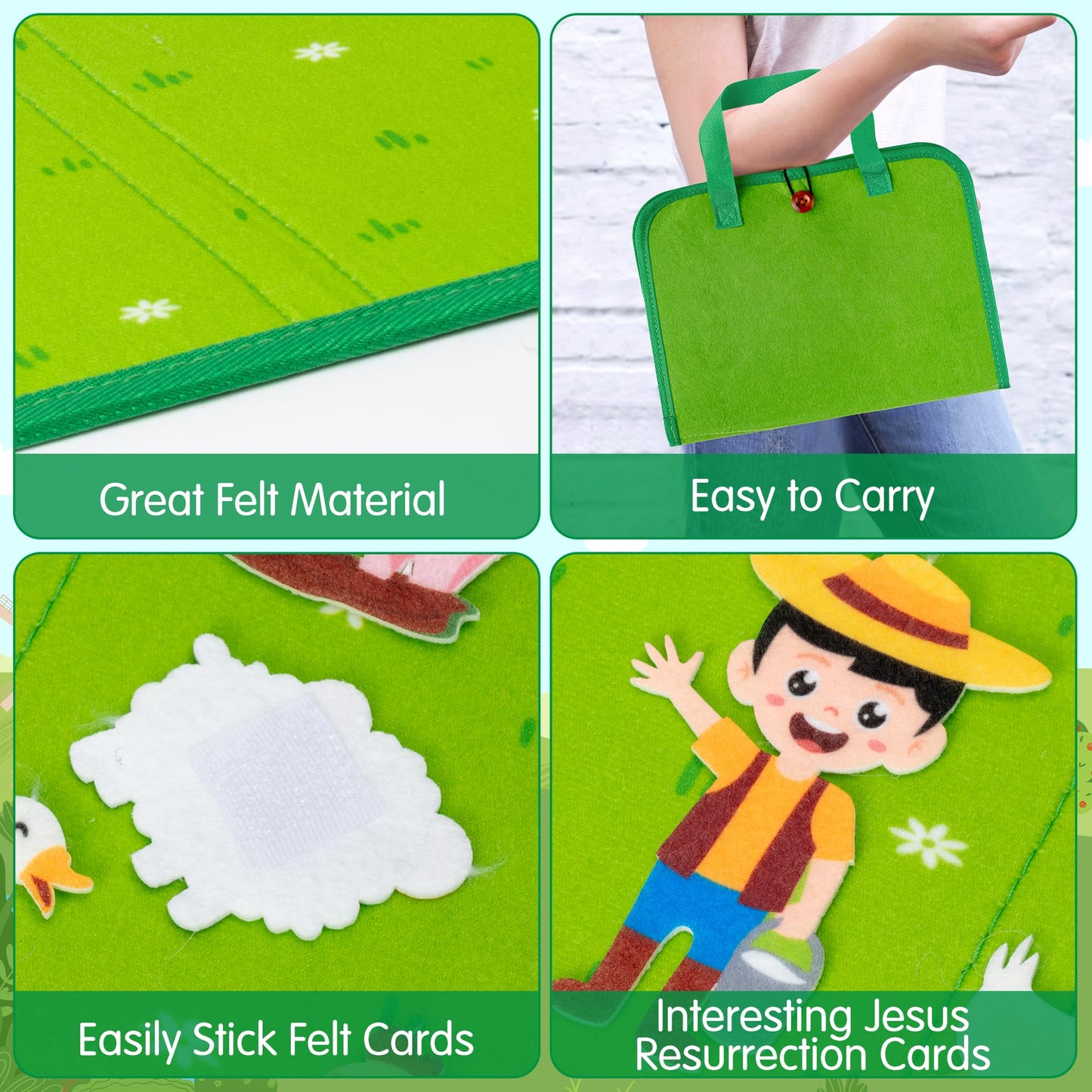 WATINC Travel Felt Board Story Set - 25PCS Portable Felt Board Educational Birthday Gift for Boys & Girls, Themed Storytelling Preschool Early Learning Interactive Play Kit for Toddlers (Farm Animals)