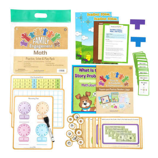 Really Good Stuff Family Engagement Math Kit - Second Grade Students (Ages 7-8) - Math Skills - Educational Kit