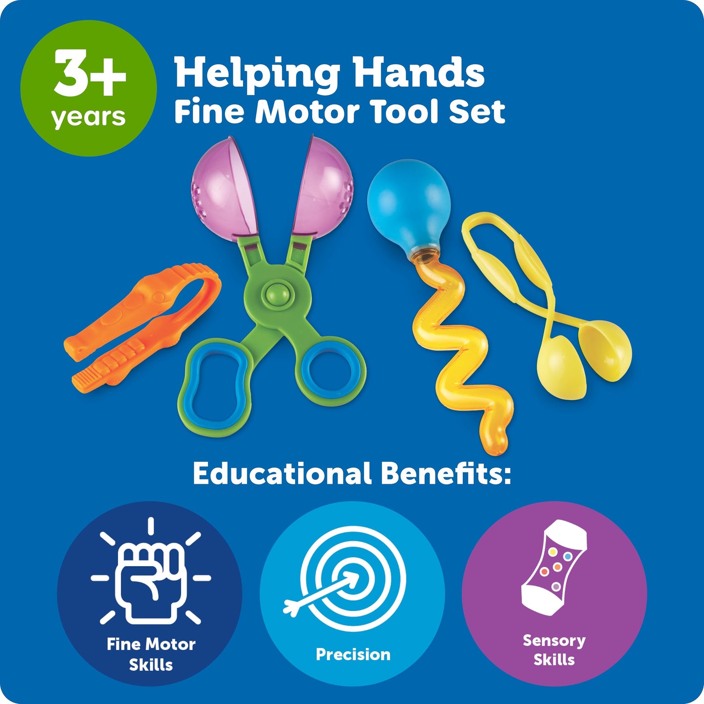 Learning Resources Helping Hands Fine Motor Tool Set Toy - Sensory Bin Sand Toys, Montessori, Plastic Tweezers, Therapy Games For Toddler, Homeschool Preschool Supplies