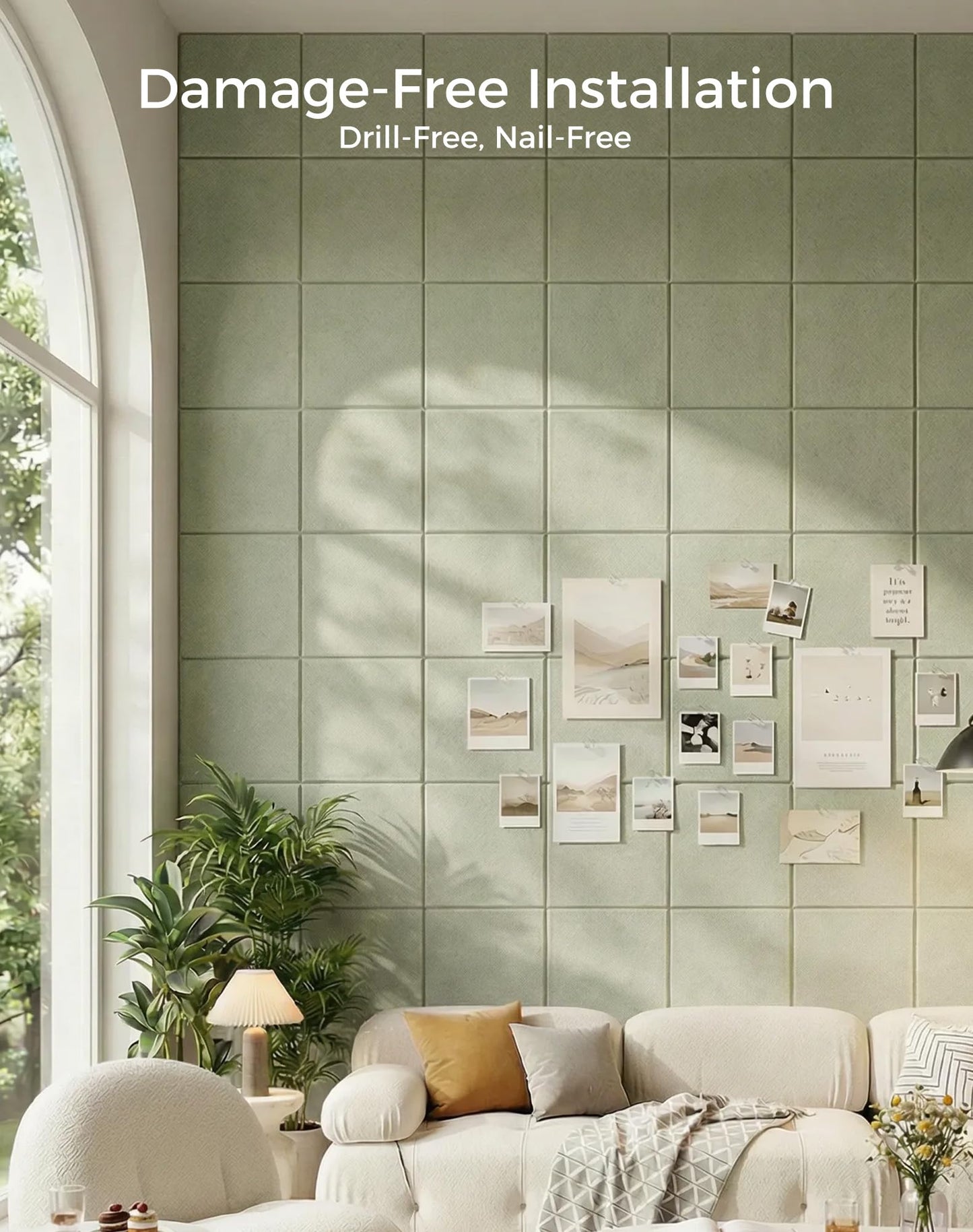 Aothia Felt Bulletin Board Tiles for Wall, 12 Pack Large 48" x 36", Felt Wall Tiles Cork Board Alternative, Adhesive Bulletin Board Tiles for Office, Classroom & Home, Sage Green