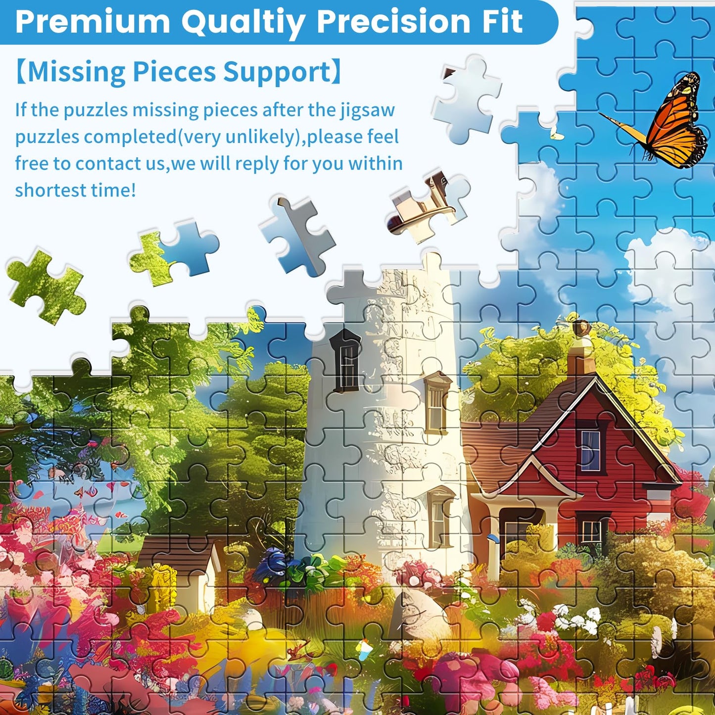 500 Pieces Puzzle for Adults Lighthouse Jigsaw Puzzle, Recycled Cardboard Jigsaw Puzzles 500 Pieces, Family Challenging Game, Nature Landscape Difficult Jigsaw Puzzle 20.5×15 in