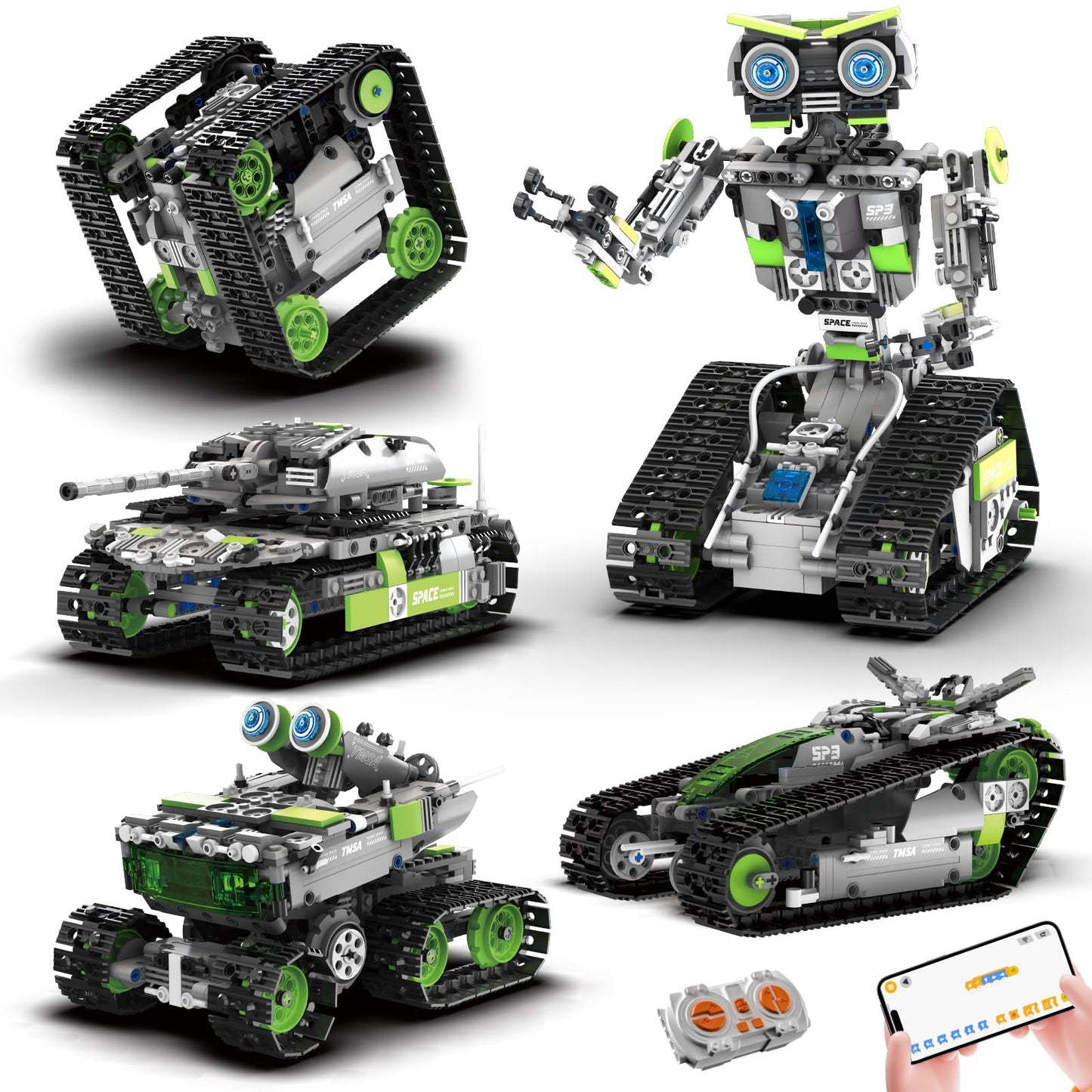 HPROMOT STEM Robot Building Sets for Kids Ages 8-16, 5-in-1 Remote Control and APP Robot Toys, 757 Pcs DIY Building Science Educational Kit, Building Block Birthday Present for Teen Boys and Girls