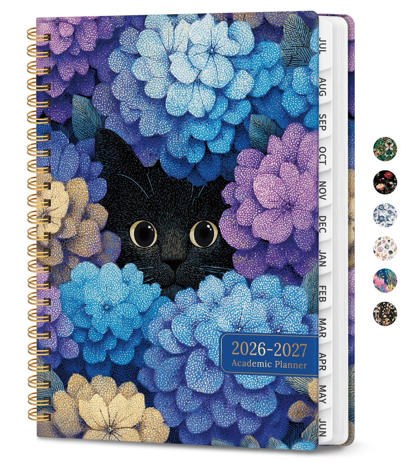 Academic Planner 2026-2027, Monthly and Weekly Calendar Planner, July 2026 - June 2027, Pretty Hardcover Teacher Student Planning Agenda Book with Tabs, Fit for School Office Supplies, 6.3" x 8.5", Hydrangea Hideaway