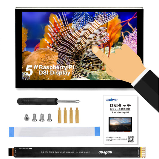 OSOYOO 5 inch Touch Screen RPi5 Monitor DSI IPS LCD 800×480 Display for Raspberry Pi 5 4B 3B+ 3A+ 3B 2B - Wide Viewing Angle, Capacitive Touchscreen, No Need Driver