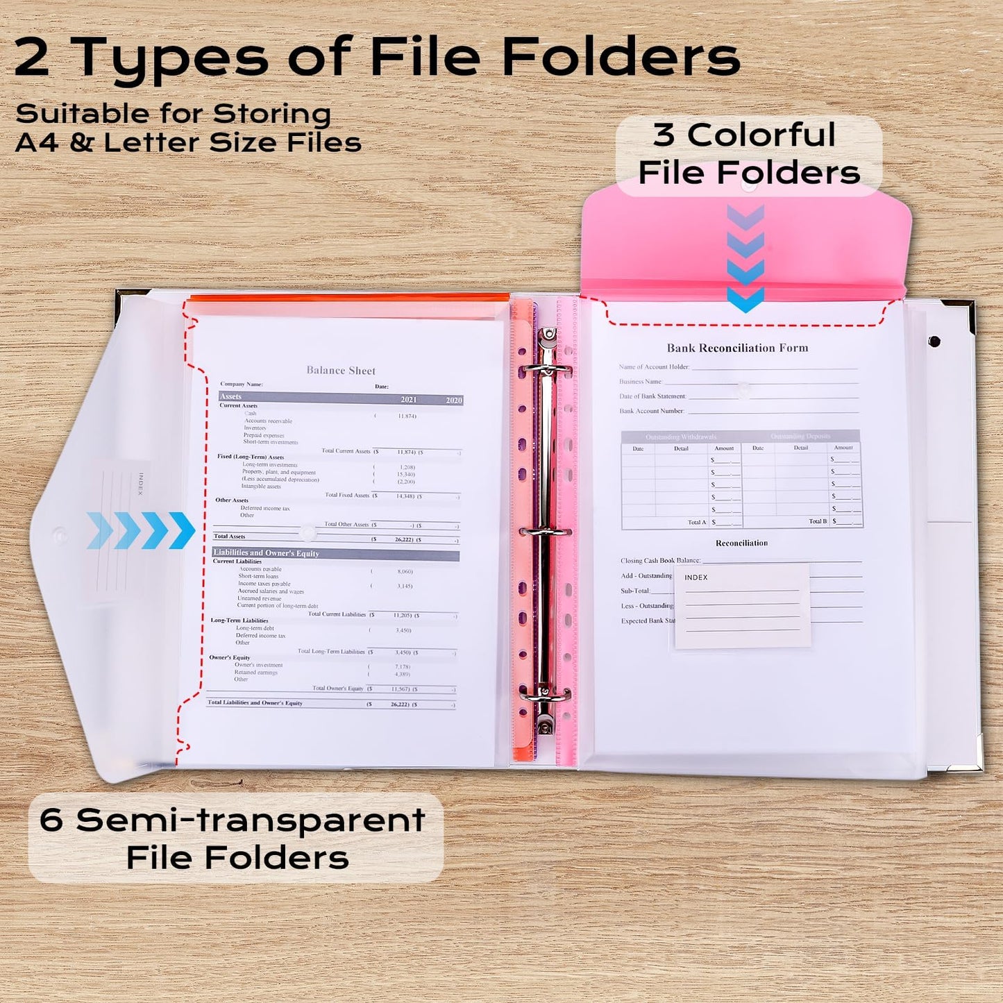 XKDOUS Aesthetic Document Organizer Linen Folio Folders with Pockets, 3-Ring Accordion Storage Binders Expanding File Folder for Important Papers, Documents and Files