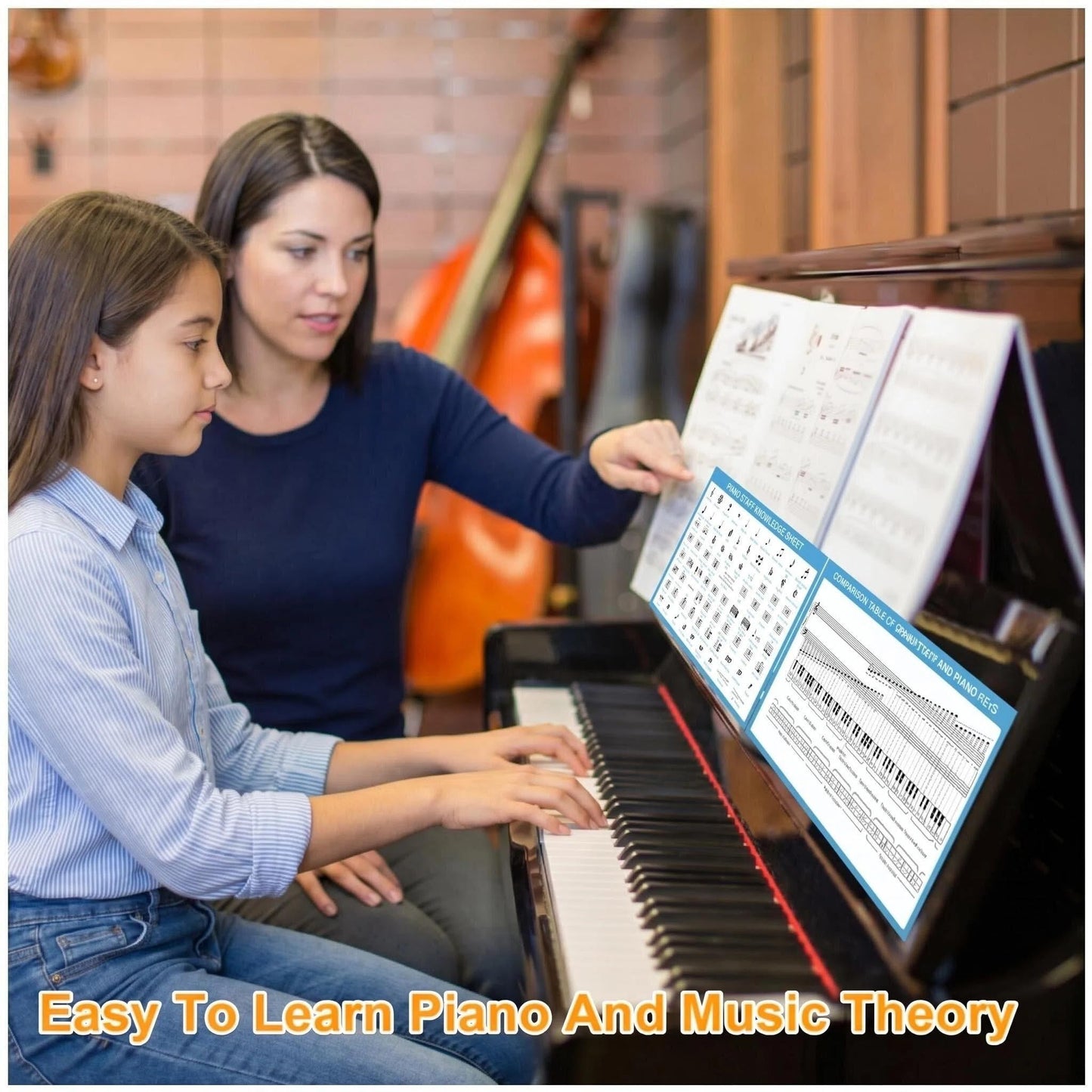 Piano Staff Notes Flashcards and Piano Theory Chart，Color Coded Flash Cards for 104 Staff Notes - 104 Double-Side Note Cards - Fun Educational Flashcards for Piano, Music Learners