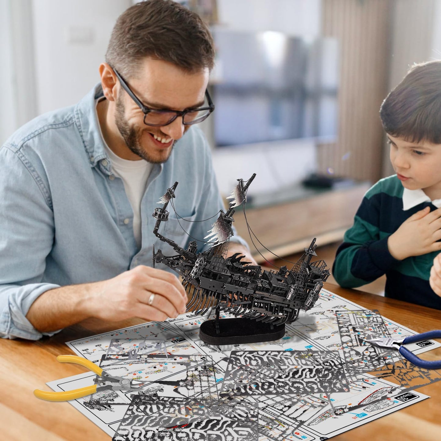 Piececool 3D Puzzles for Adults, Sea Ghost Pirate Ship DIY 3D Watercraft Metal Model Building Kits, Difficult 3D Puzzles for Family Time, Great Christmas Birthday Gifts