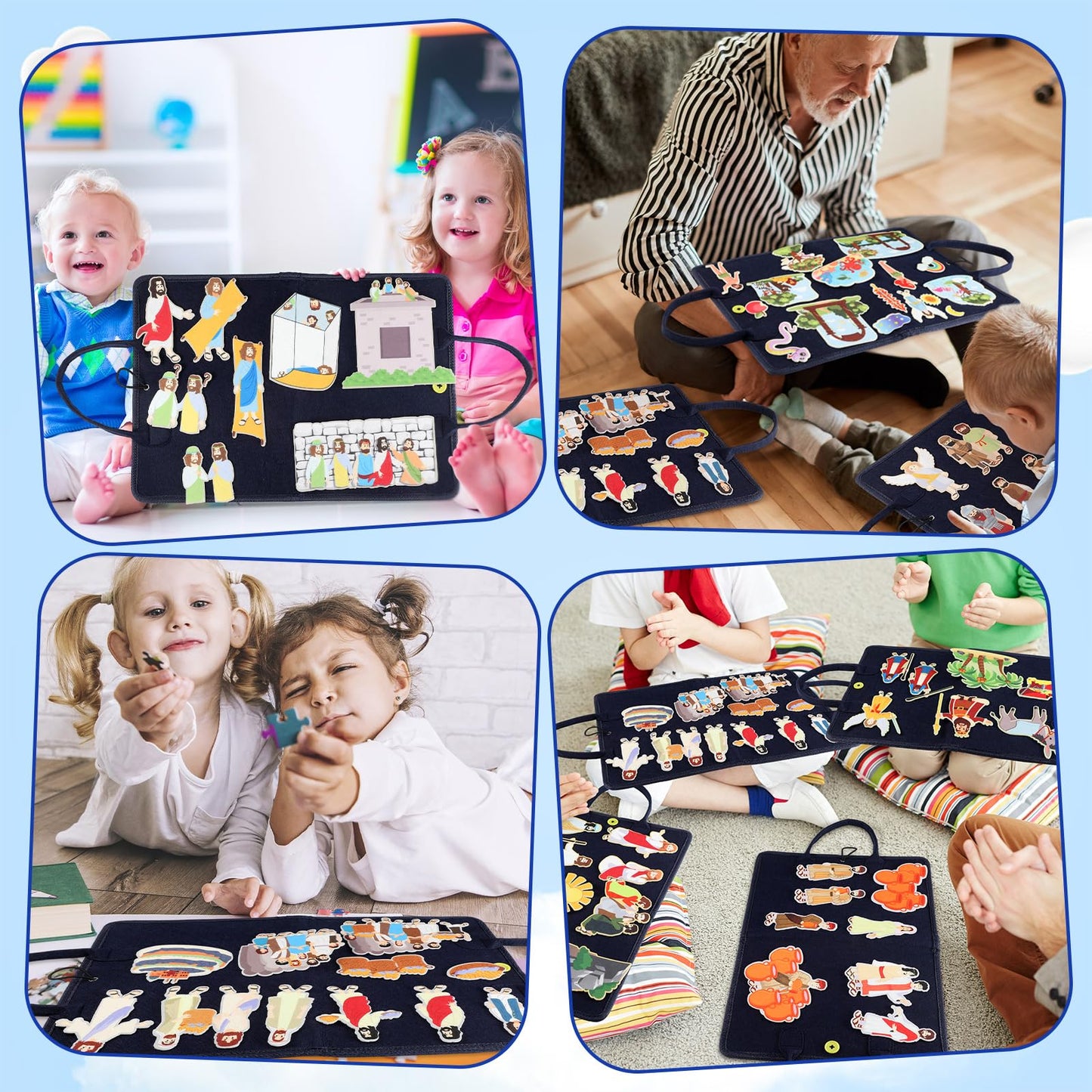 Windkream 12 Set Felt Board Stories Pieces Set Felt Animals Bible Fairy Tales for Preschool Animals Figures Flannel Board Stories for Toddlers Preschool Kindergarten Storytelling(Religious)